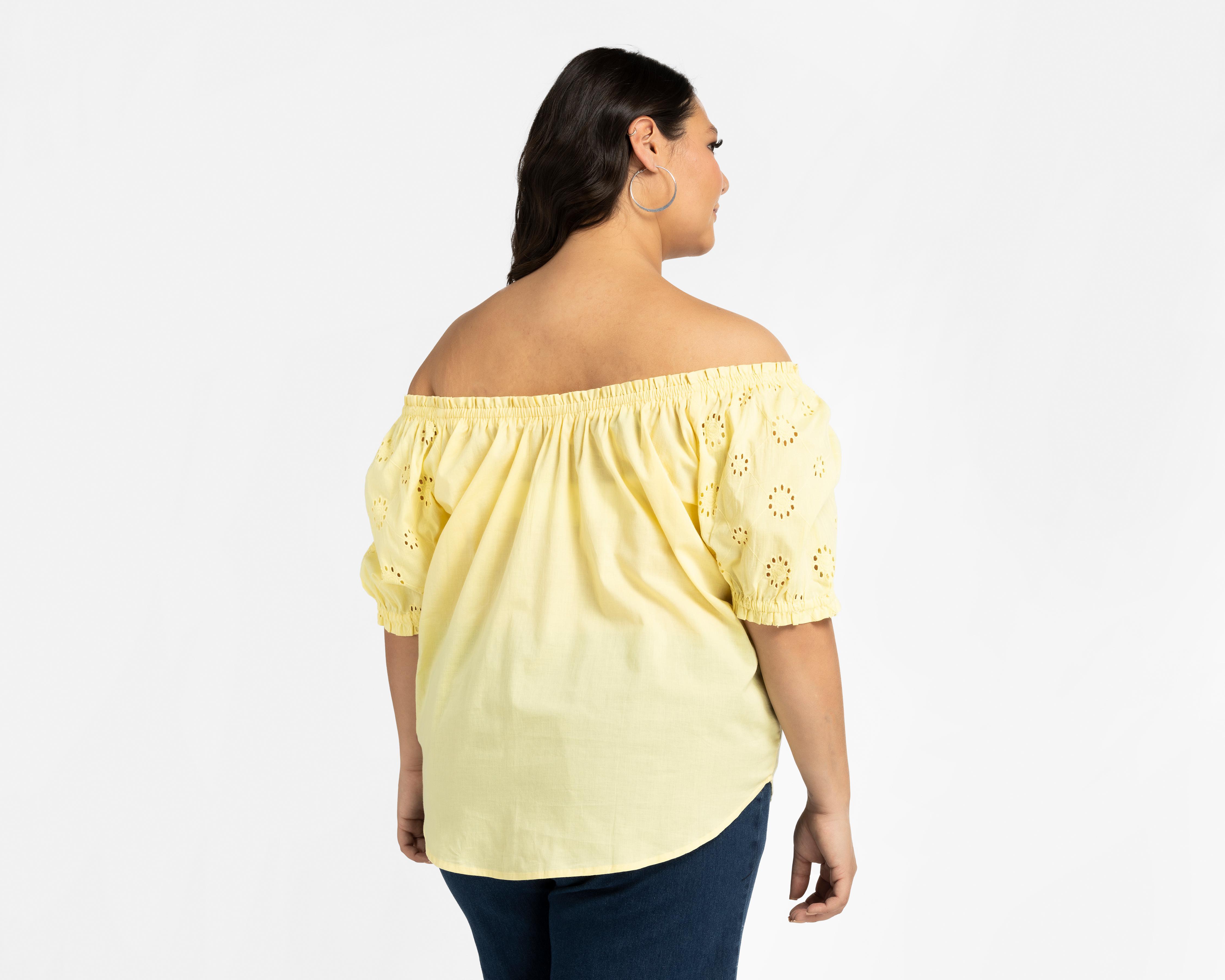Foto 4 pulgar | Blusa Lady Sun Manga Corta Amarilla