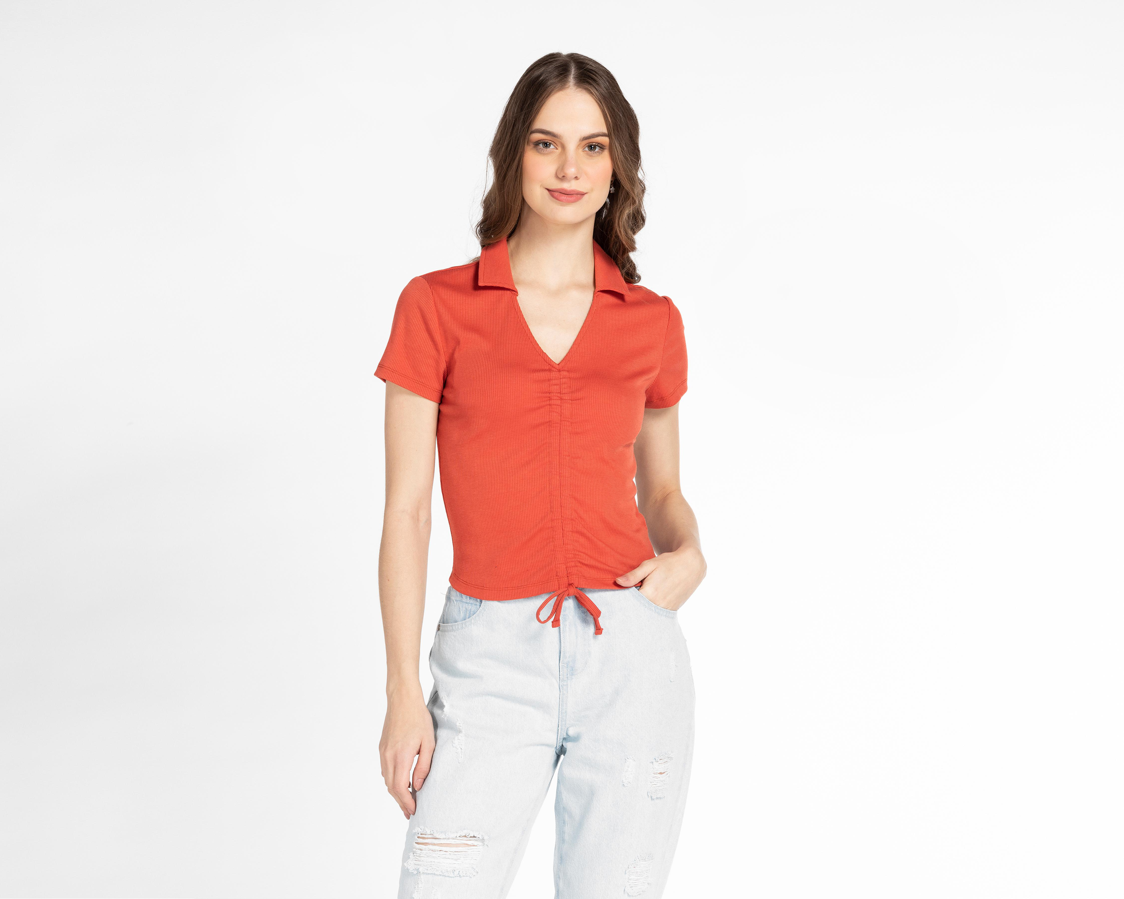 Blusa Refill Manga Corta Cuello V