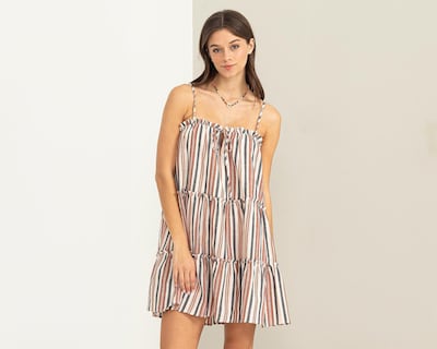 Foto 1 | Vestido Casual HYFVE Corto de Tirantes a Rayas