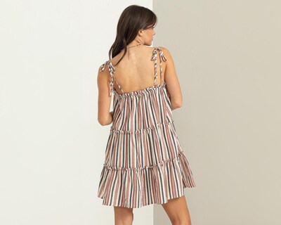 Foto 2 | Vestido Casual HYFVE Corto de Tirantes a Rayas