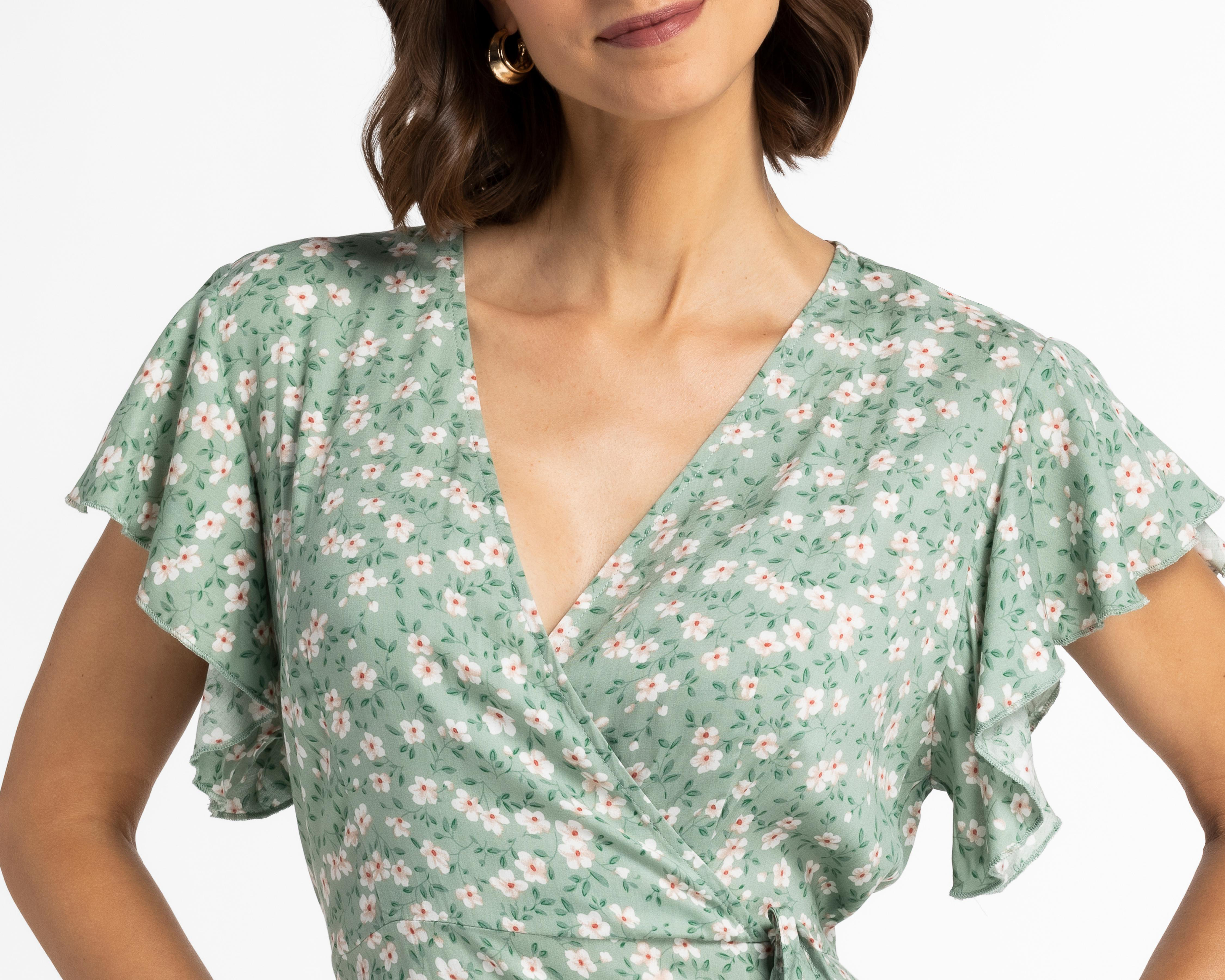 Foto 5 | Vestido Sahara Casual Cuello V con Olanes