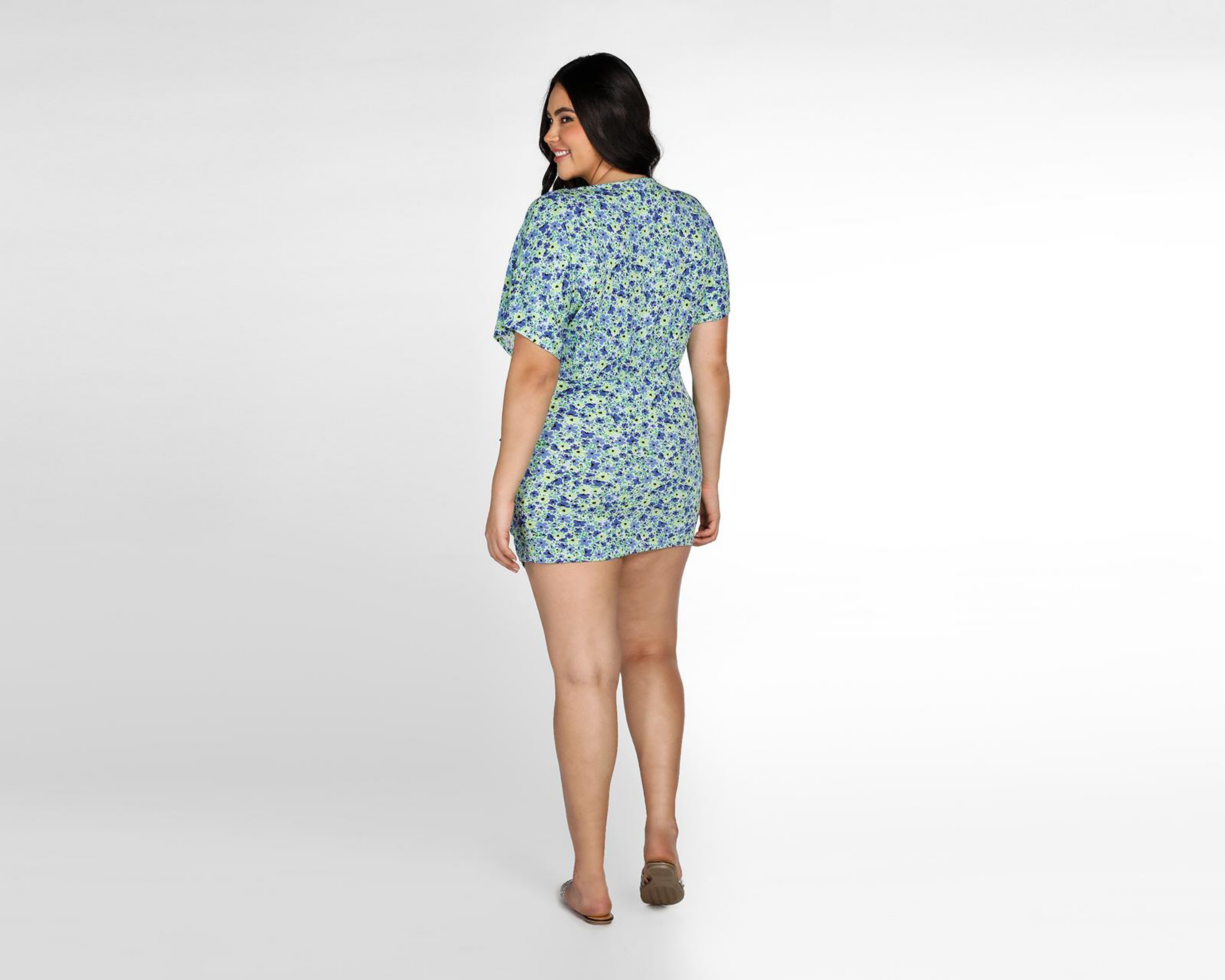 Foto 7 pulgar | Vestido Thinner Casual Escote V con Estampado de Flores