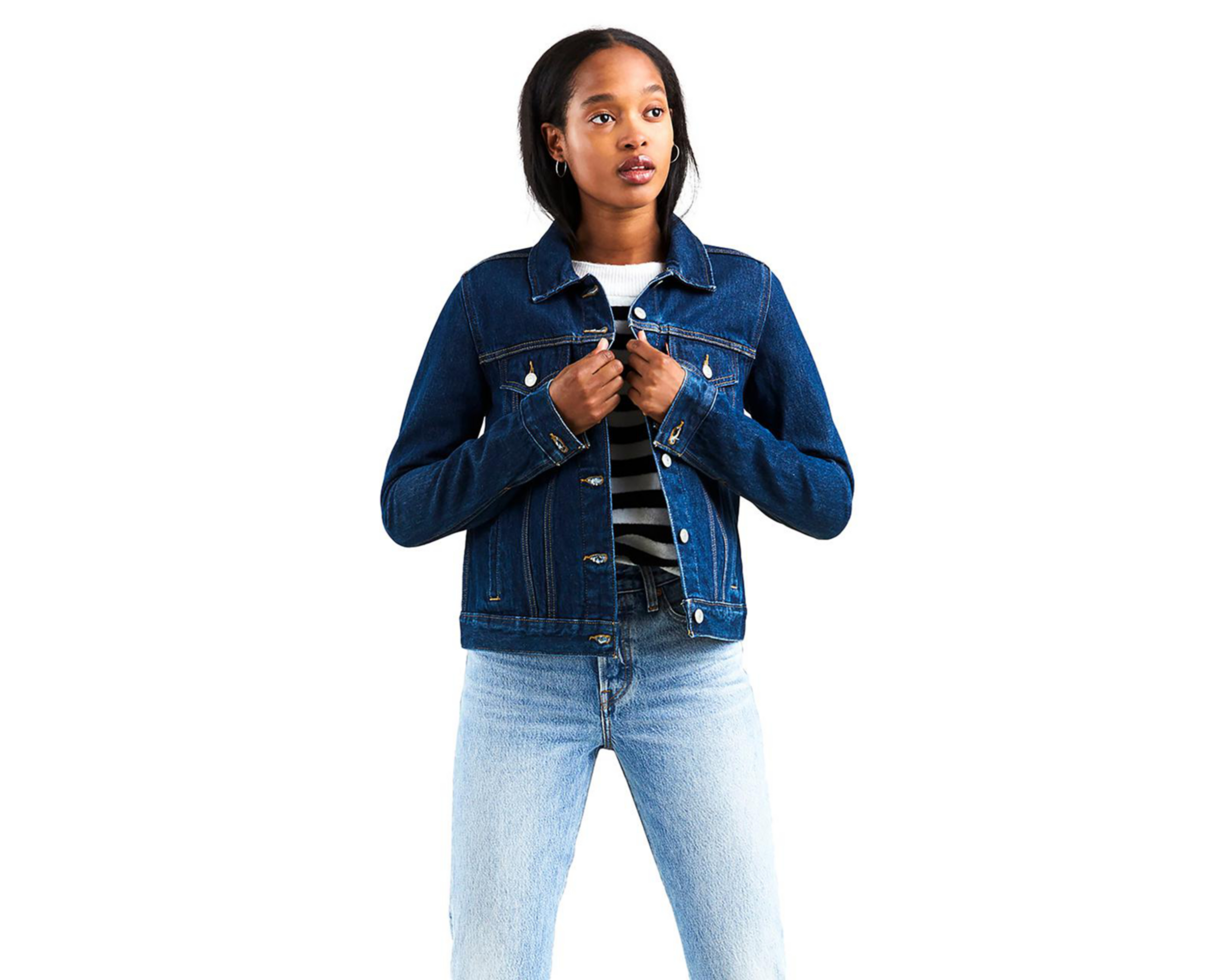 Foto 1 | Chamarra de Algodón Azul Levi's para Mujer