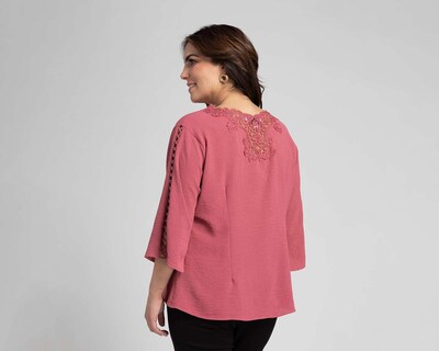 Foto 3 | Blusa Lady Sun Manga 3/4 con Bordado