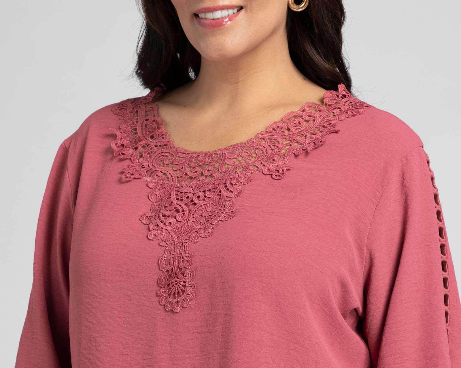 Foto 4 | Blusa Lady Sun Manga 3/4 con Bordado