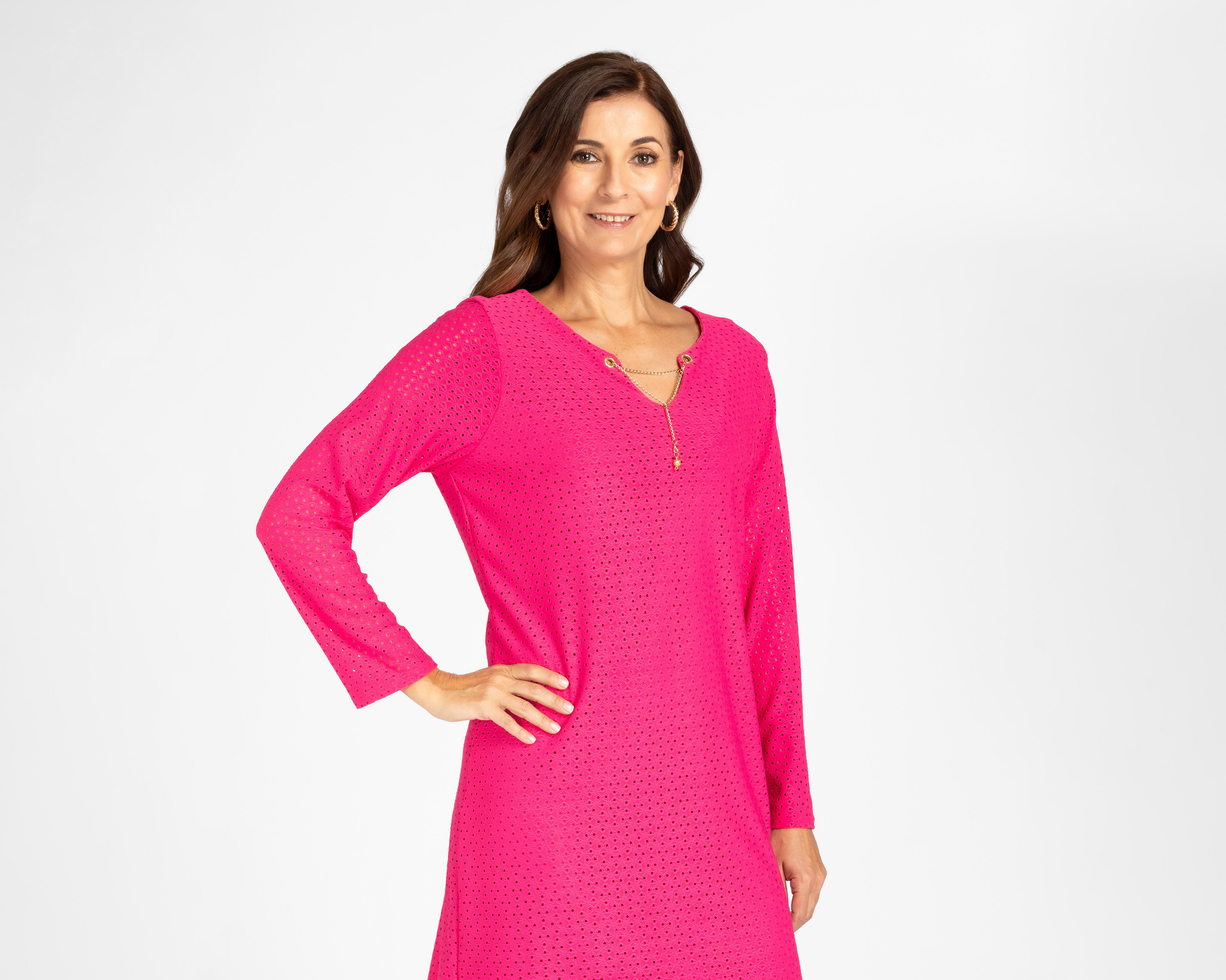 Foto 4 | Vestido Formal Lady Sun Rosa con Manga Larga