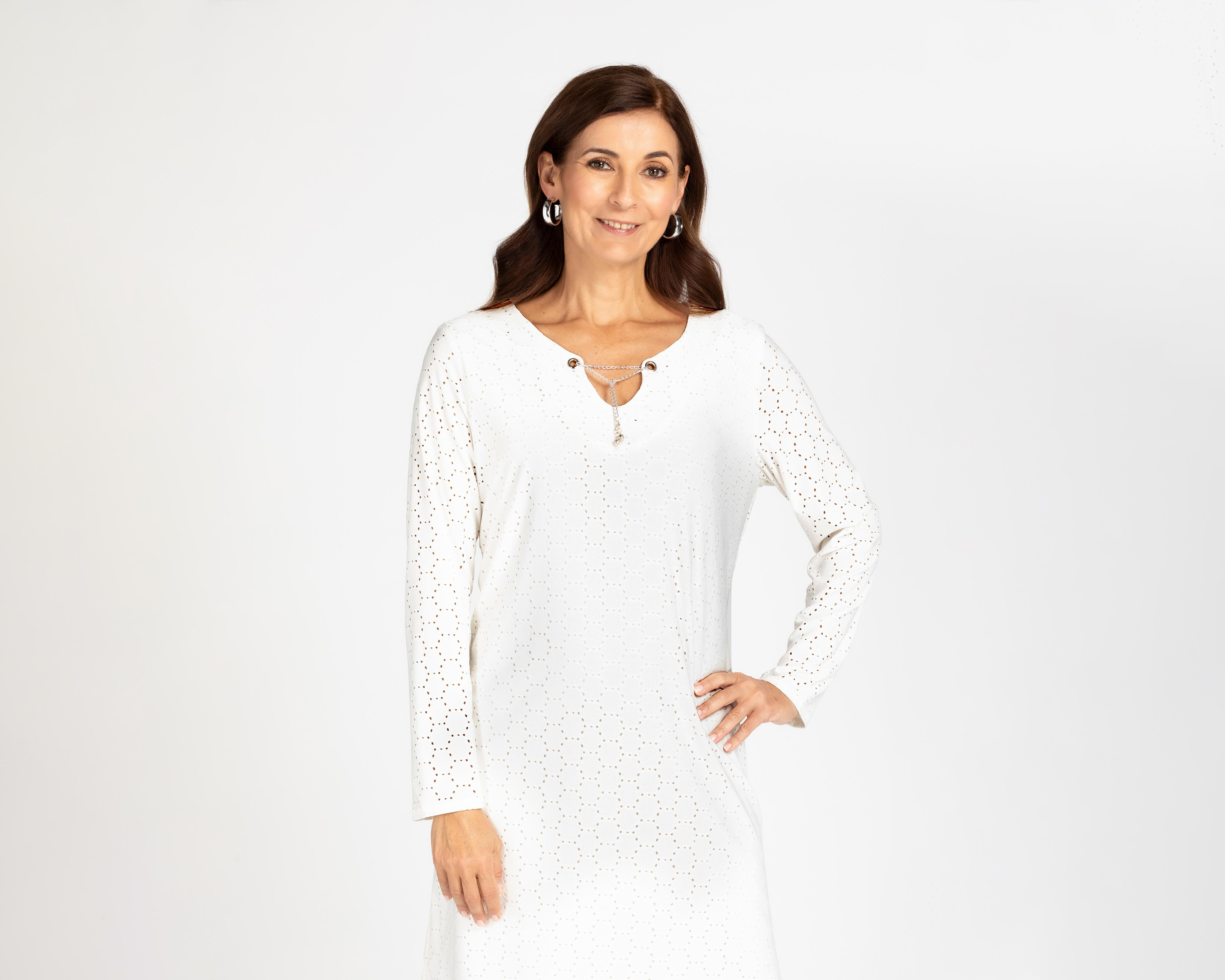 Foto 5 pulgar | Vestido Formal Lady Sun Blanco con Manga Larga