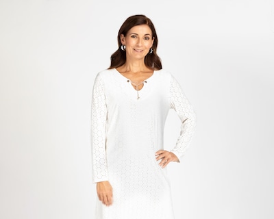 Foto 4 | Vestido Formal Lady Sun Blanco con Manga Larga