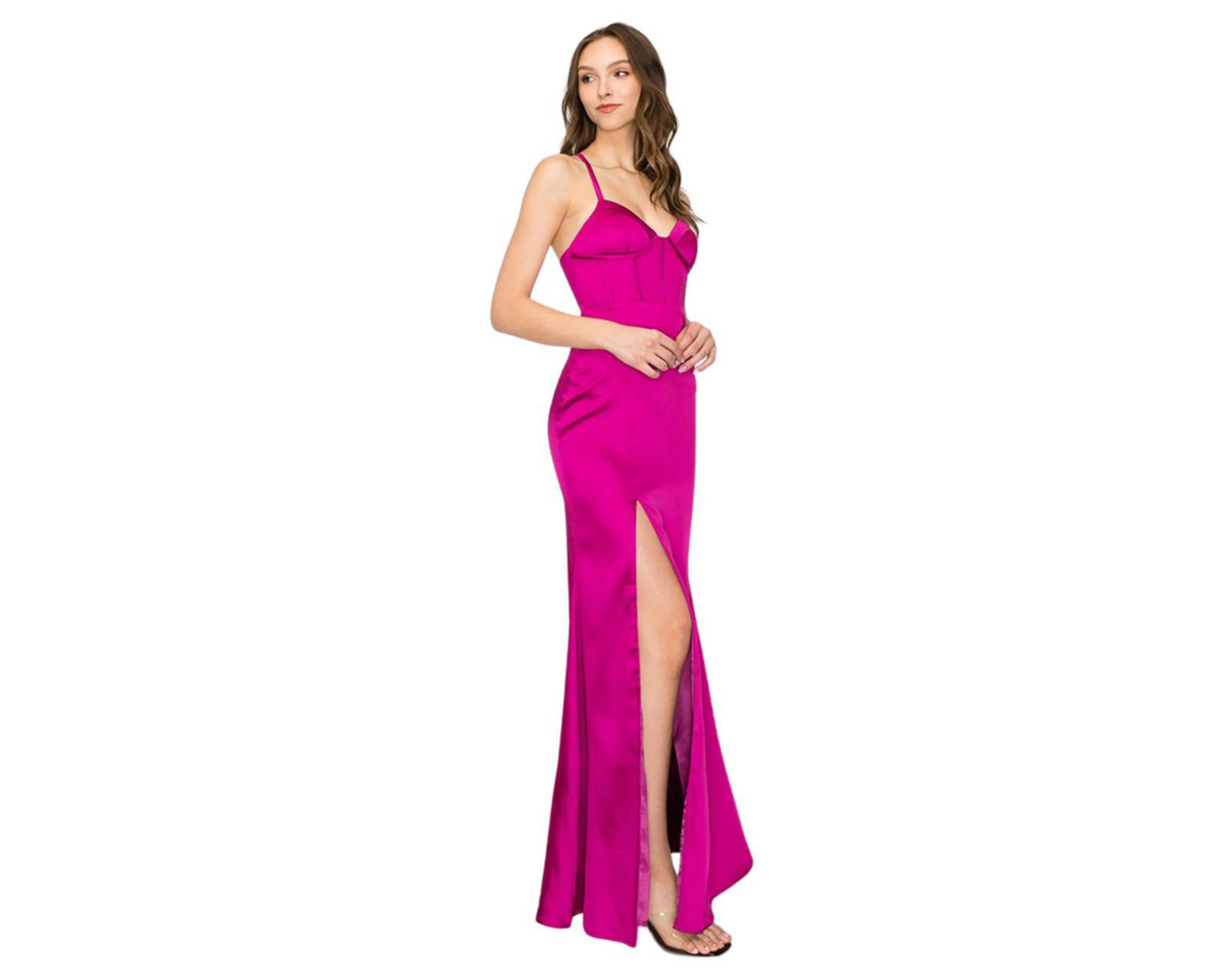 Foto 2 | Vestido de Noche Minuet Rosa con Tirantes con Abertura para Mujer
