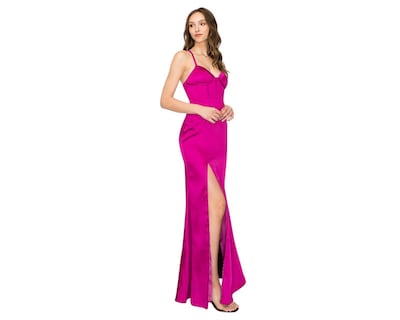 Foto 2 | Vestido de Noche Minuet Rosa con Tirantes con Abertura para Mujer