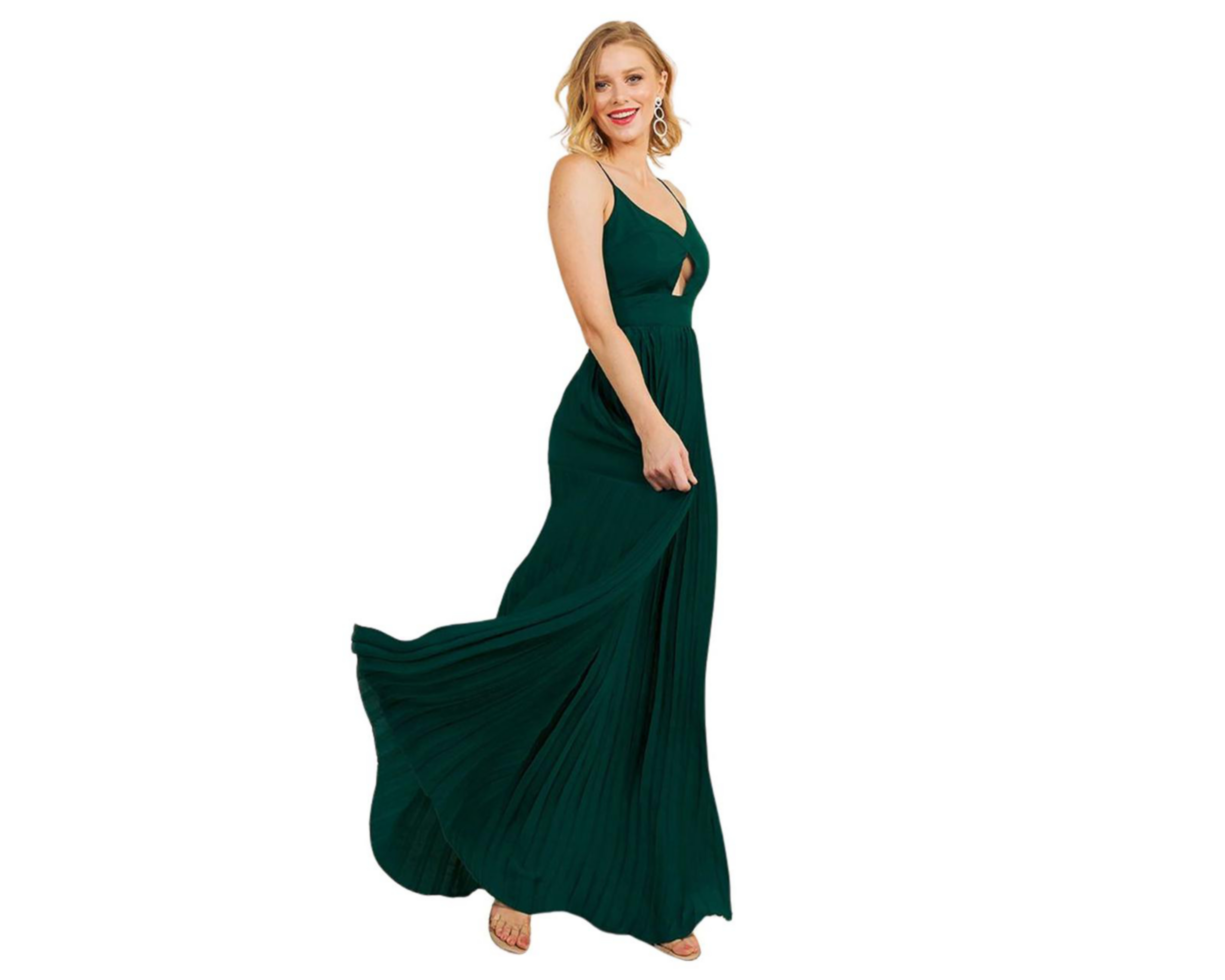 Foto 2 | Vestido de Noche Minuet Largo Verde Plisado