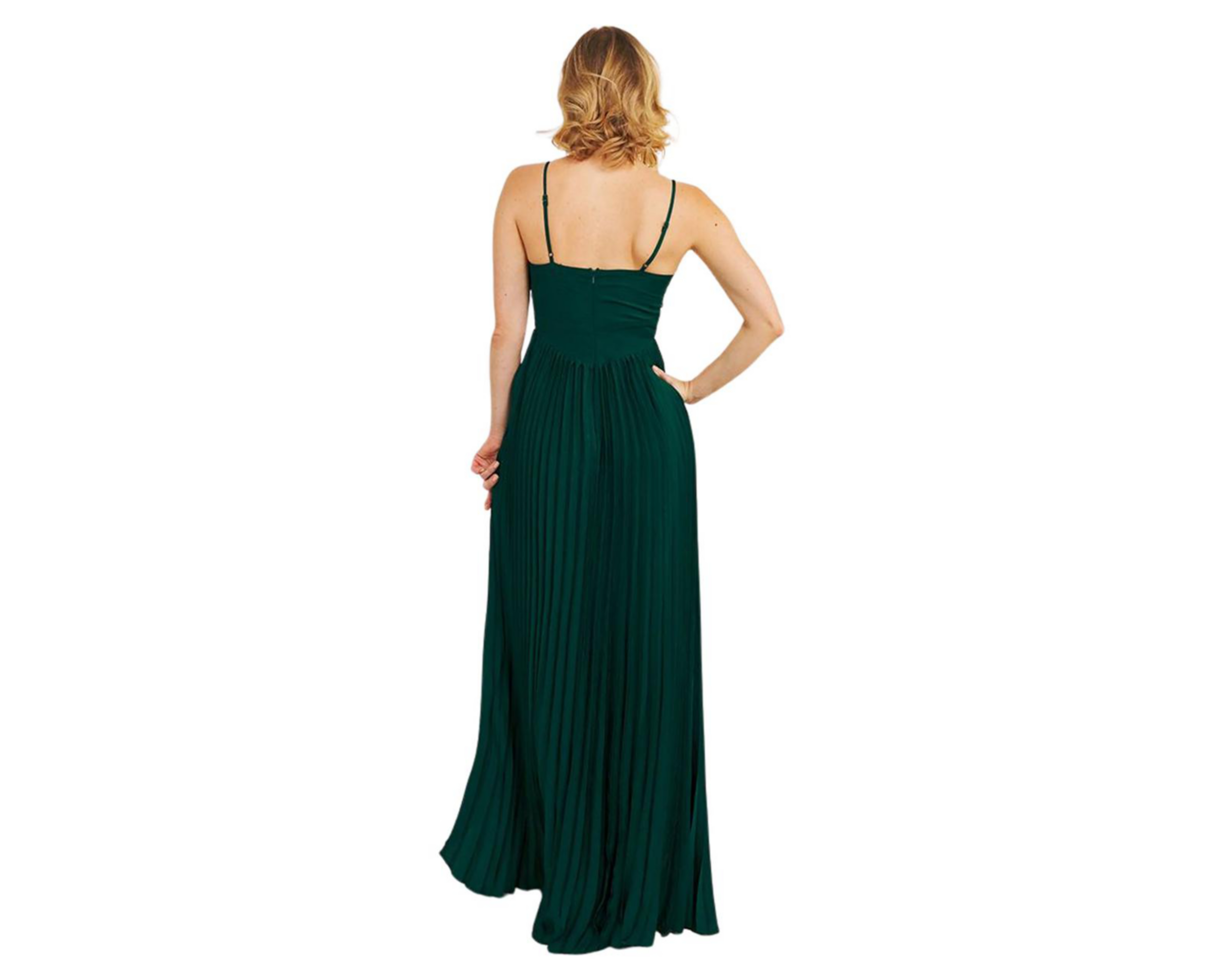 Foto 3 | Vestido de Noche Minuet Largo Verde Plisado