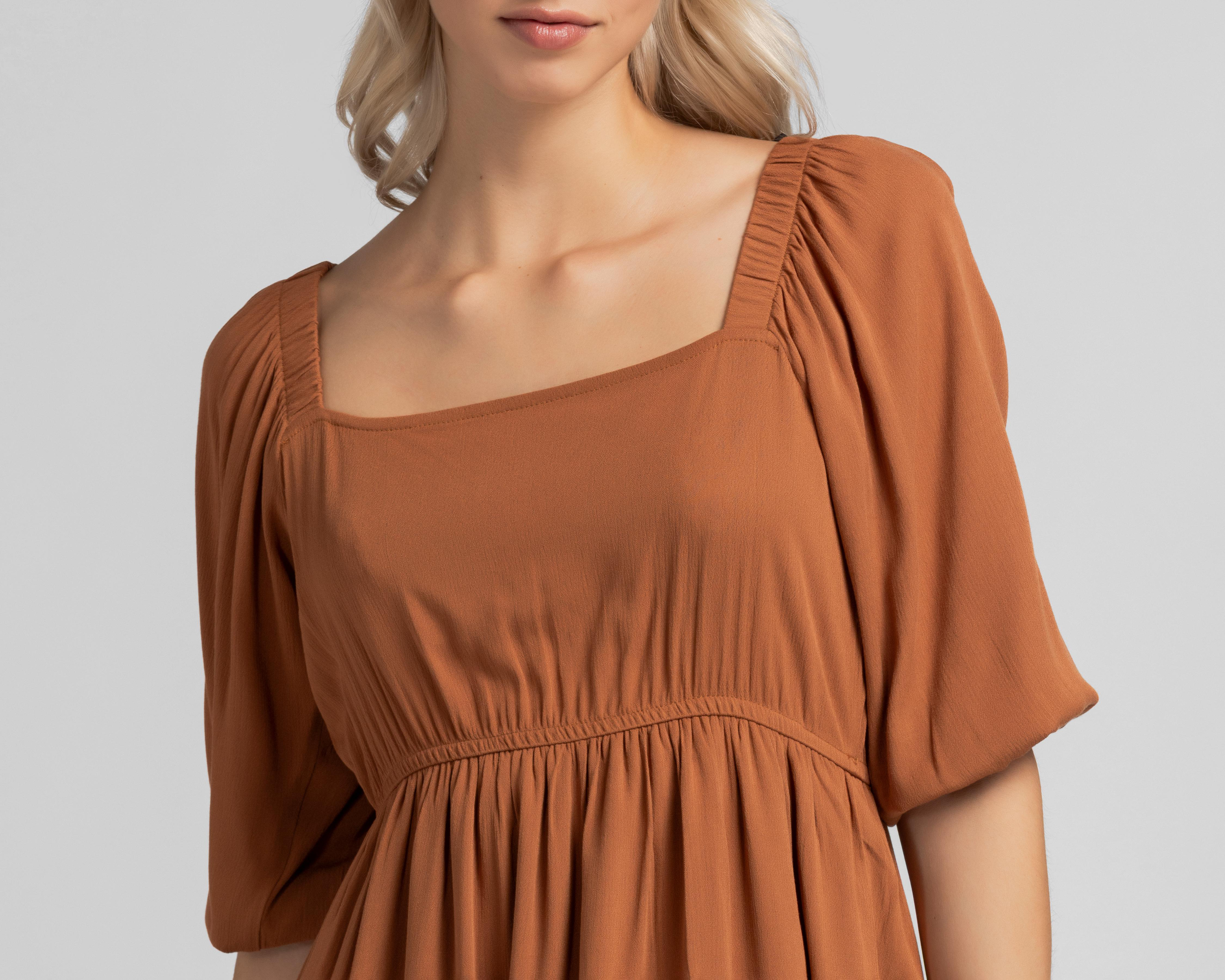 Foto 4 | Vestido Refill Casual Café Manga 3/4