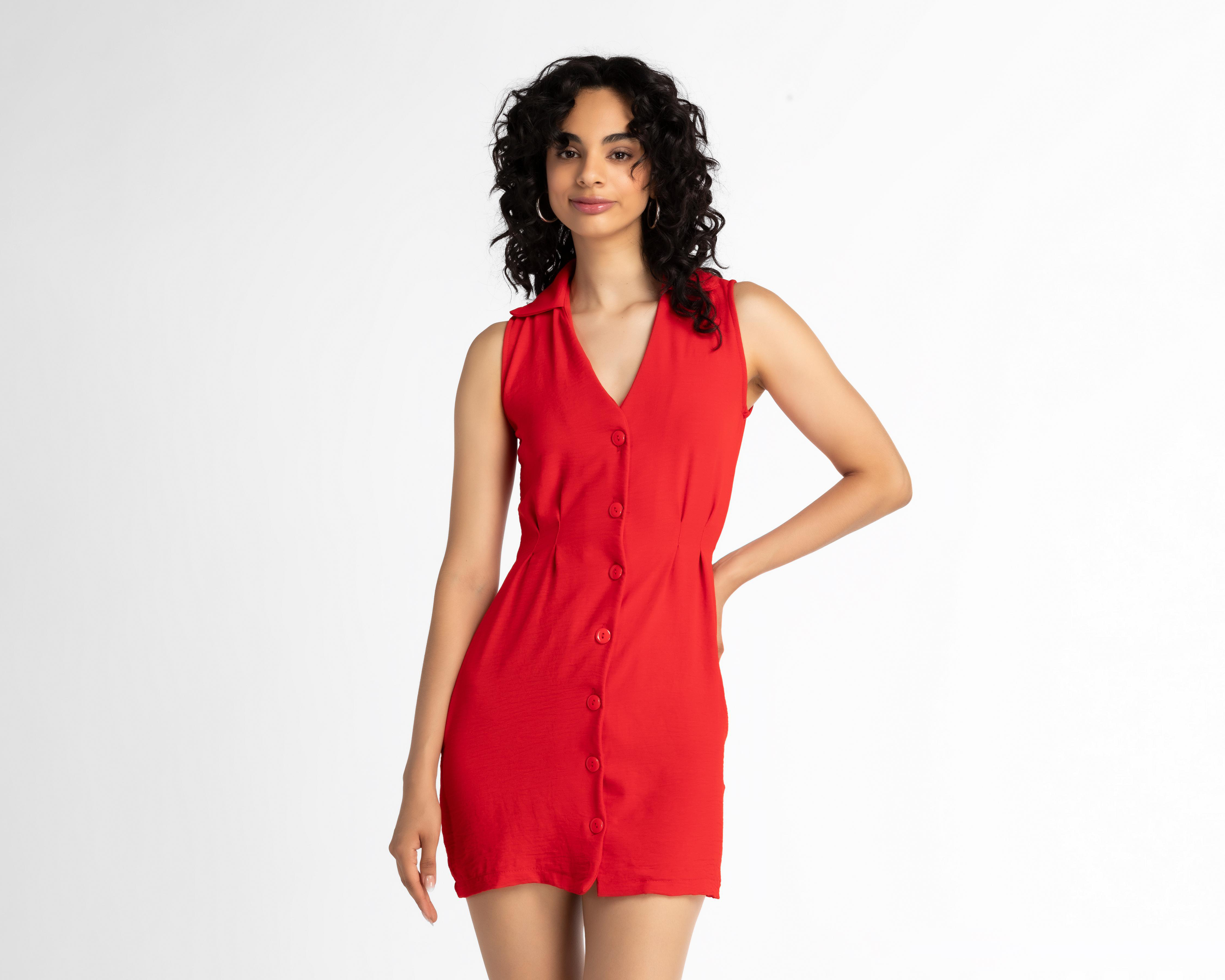 Foto 5 pulgar | Vestido 18 Forever Casual Rojo Corto sin Mangas
