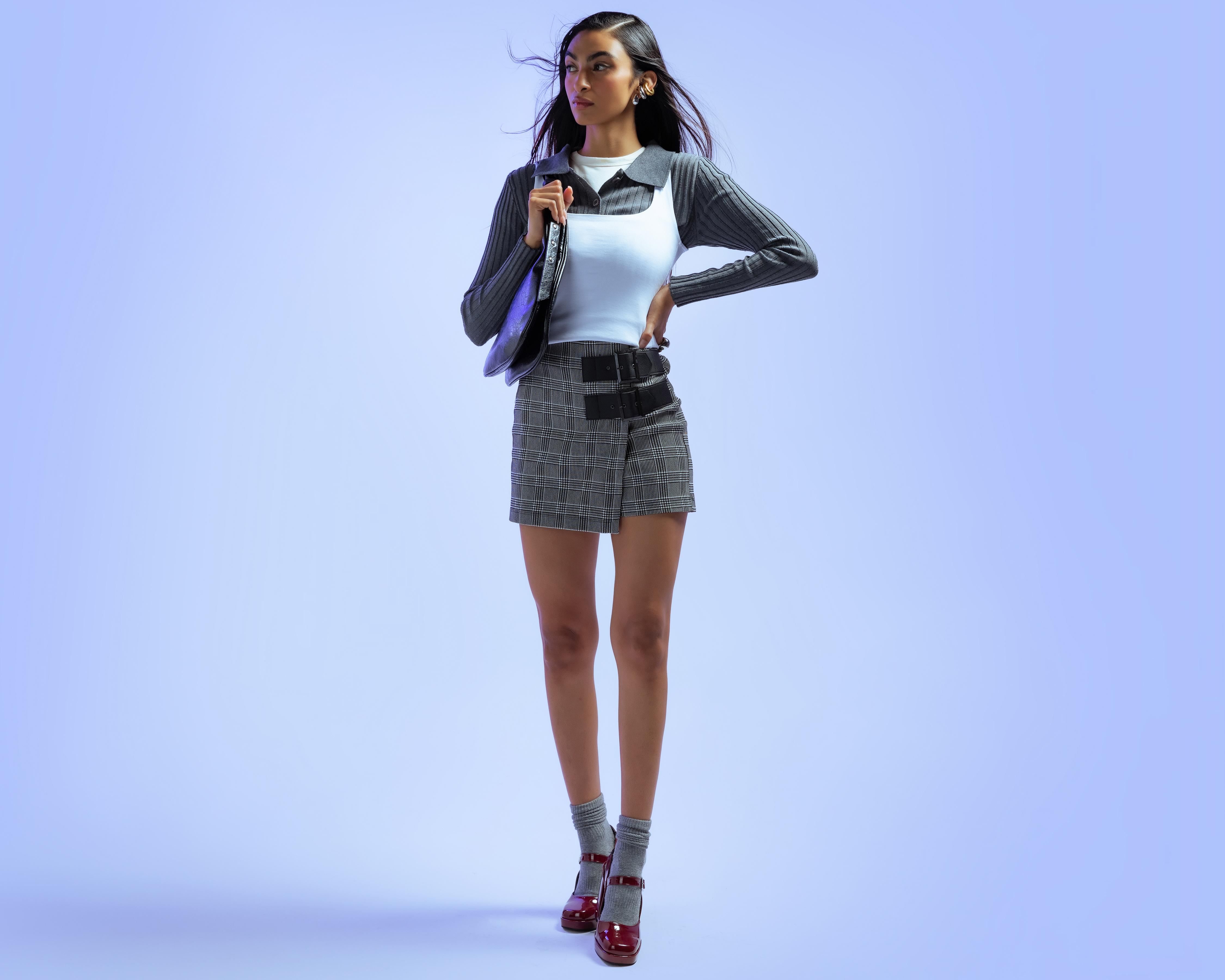 Foto 1 | Short Falda Strona a Cuadros para Mujer