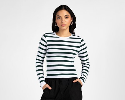 Foto 1 | Playera Refill a Rayas para Mujer