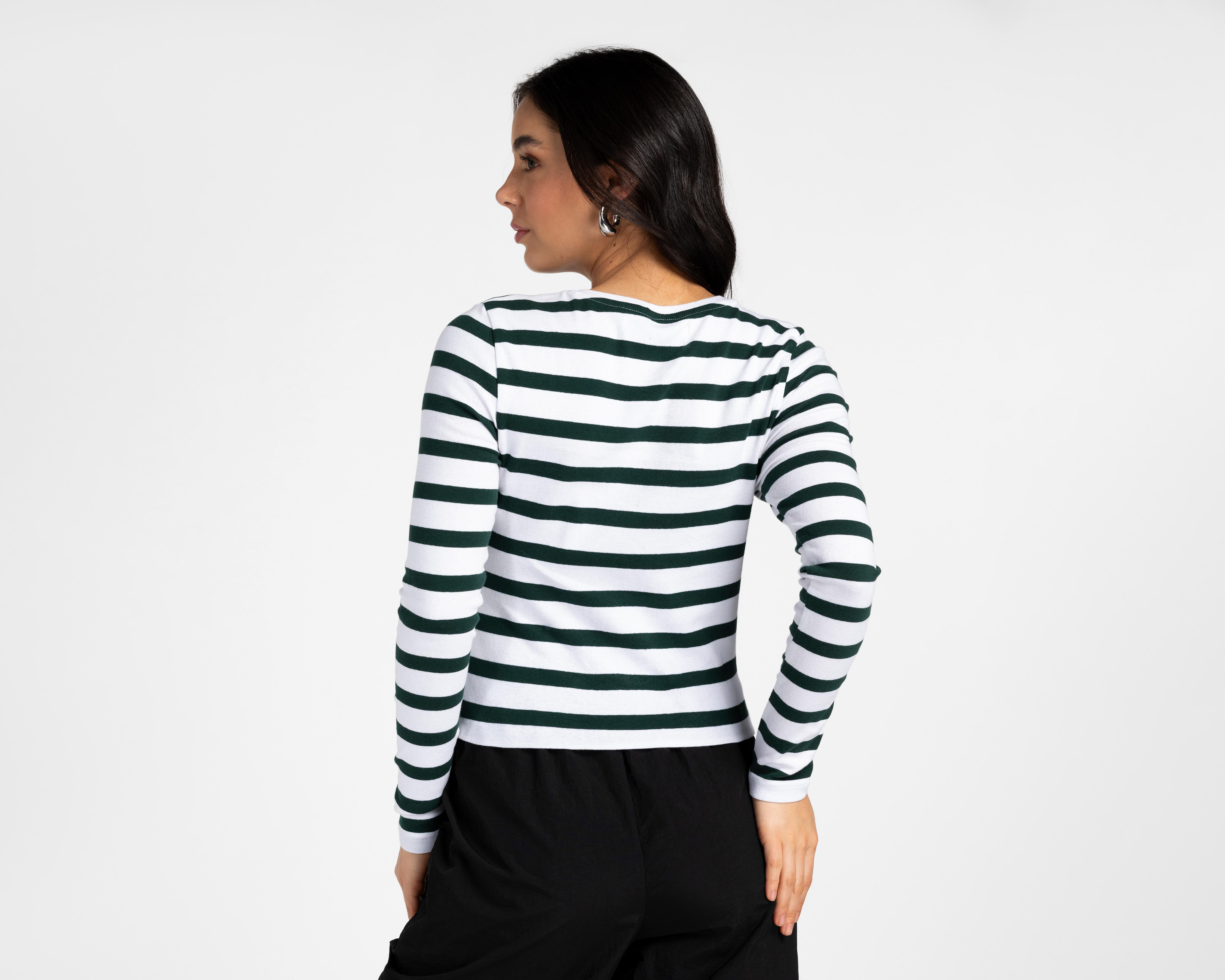 Foto 4 pulgar | Playera Refill a Rayas para Mujer