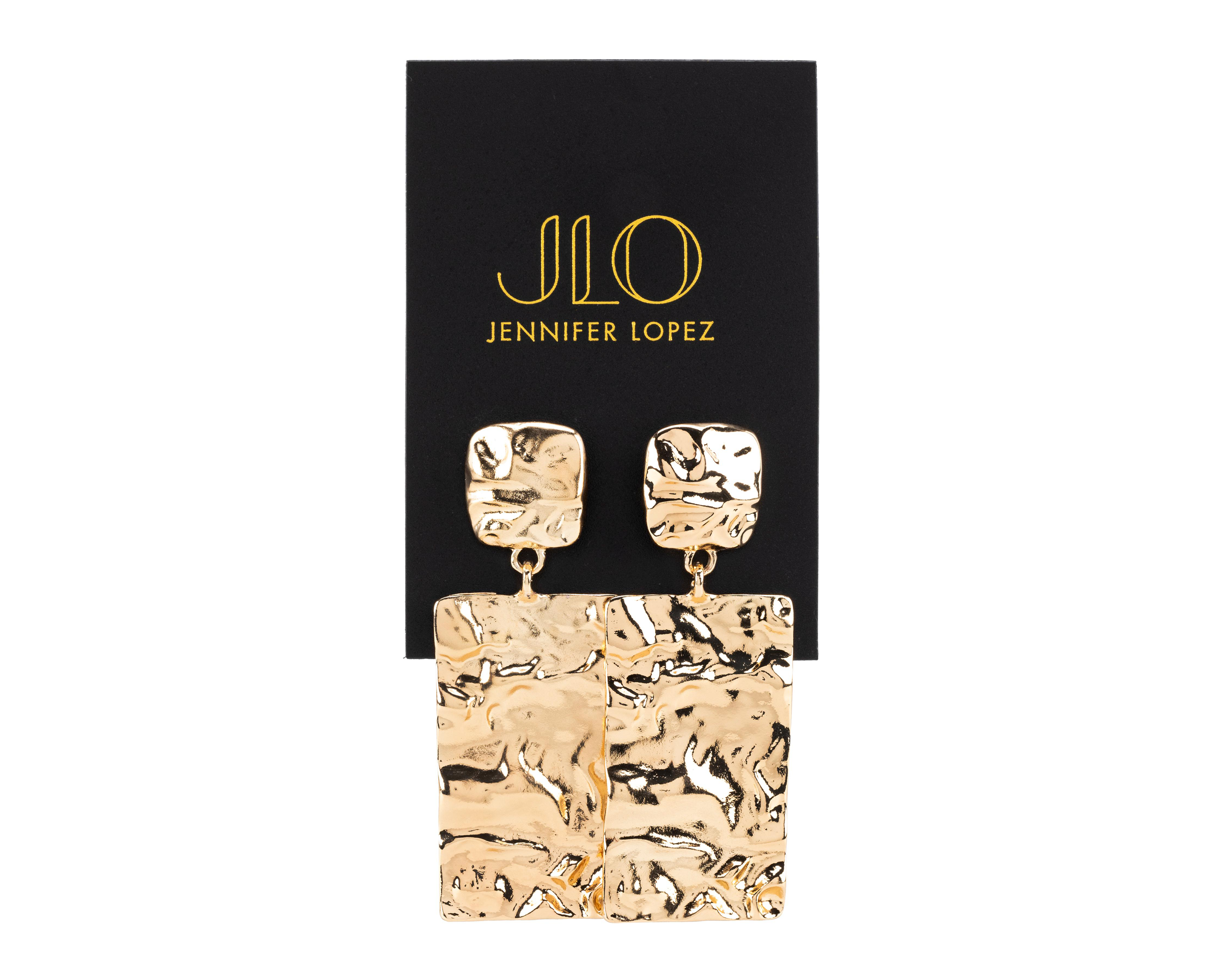 Foto 2 pulgar | Aretes Jennifer Lopez Rectangulares Dorados