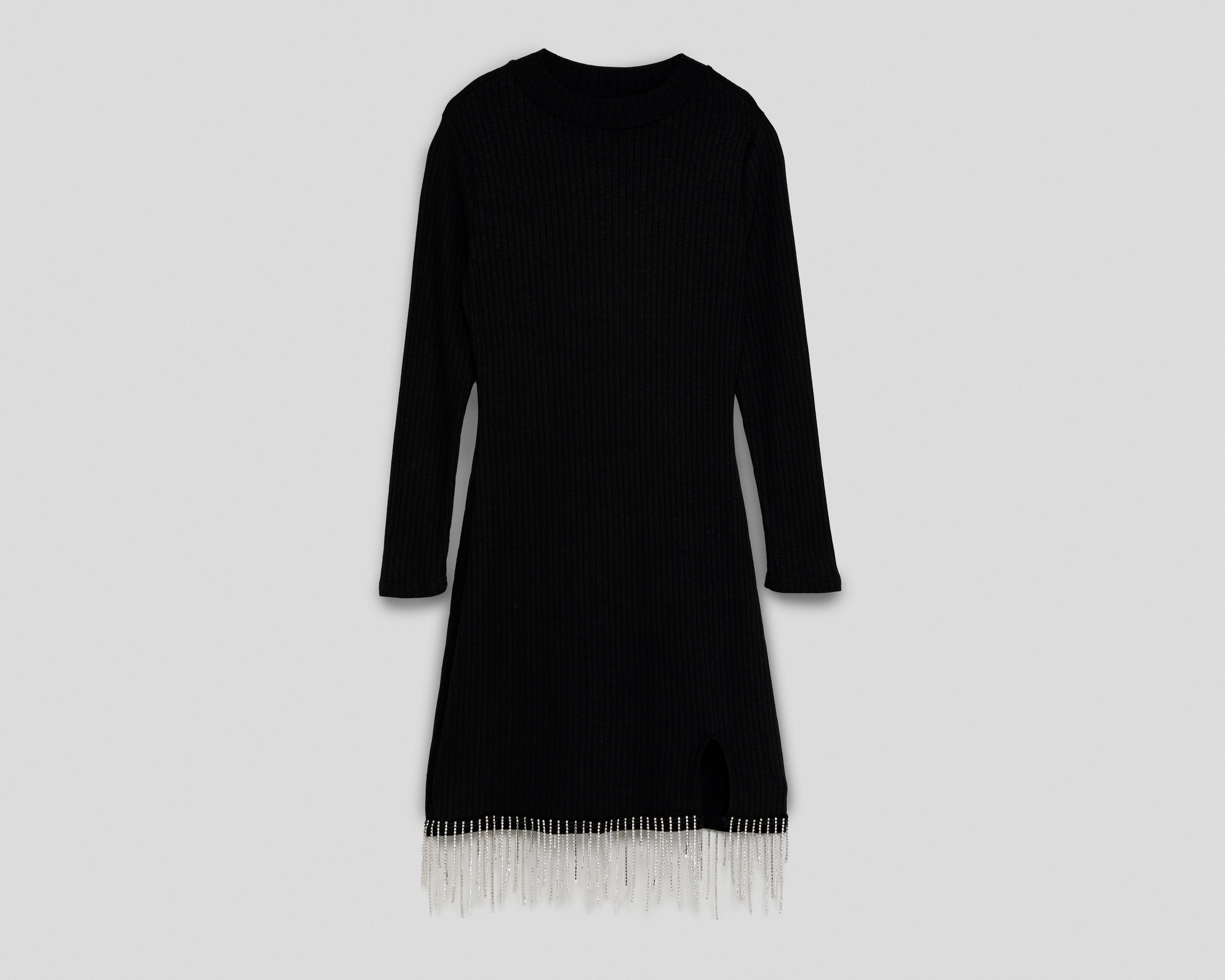 Foto 2 pulgar | Vestido de Fiesta Bebe Negro con Flecos de Pedrería