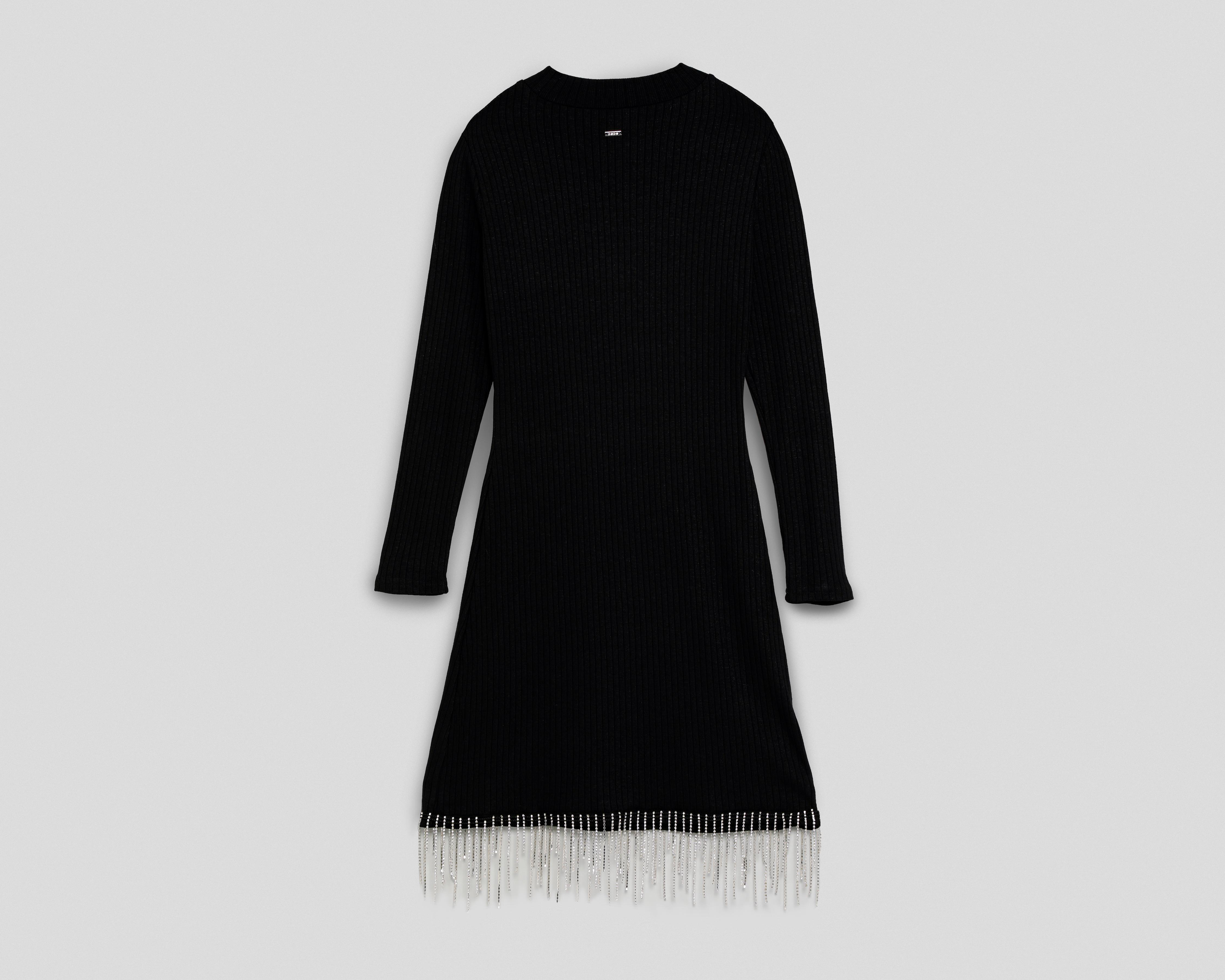 Foto 3 pulgar | Vestido de Fiesta Bebe Negro con Flecos de Pedrería