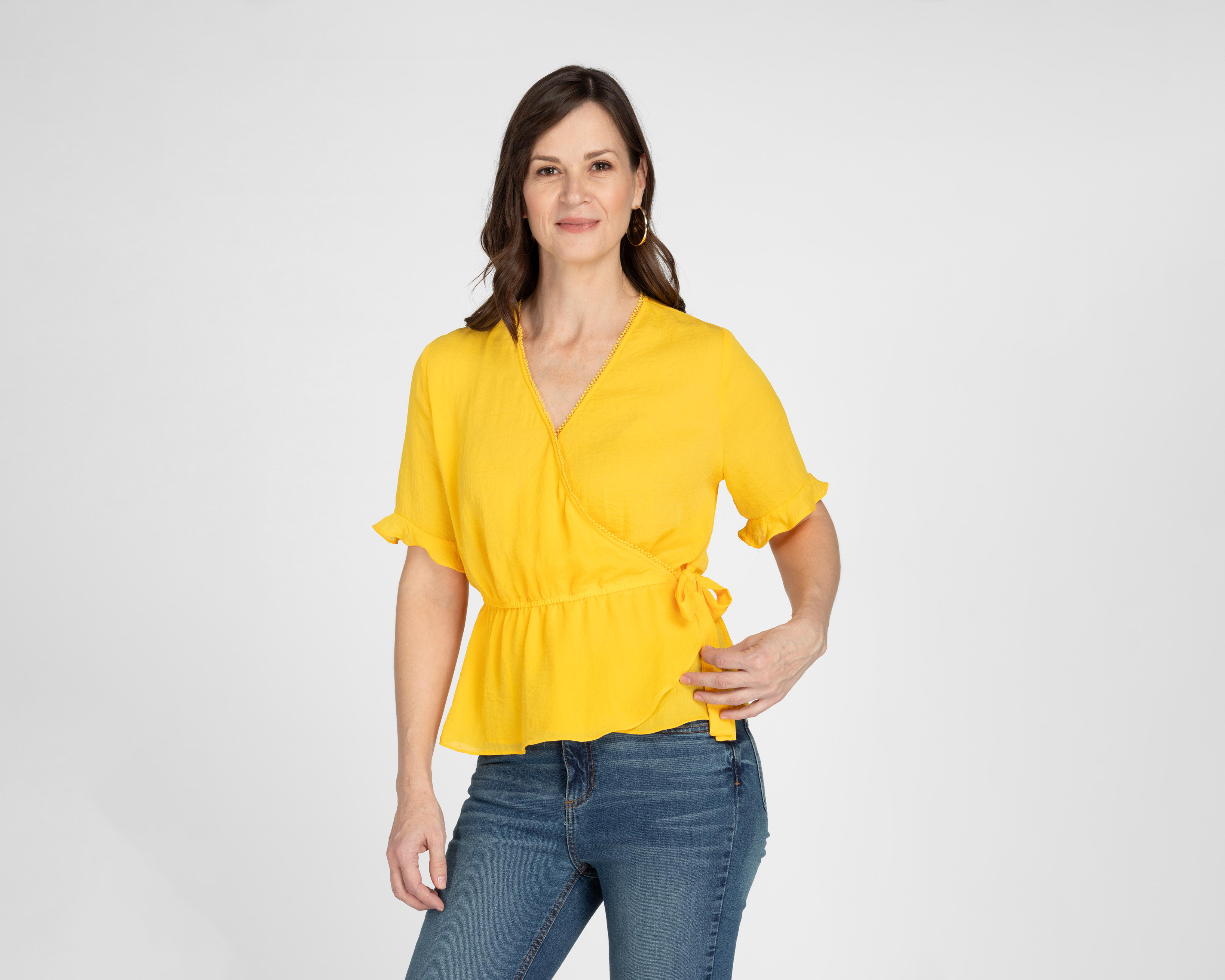 Foto 2 pulgar | Blusa Ann Miller Amarilla con Nudo