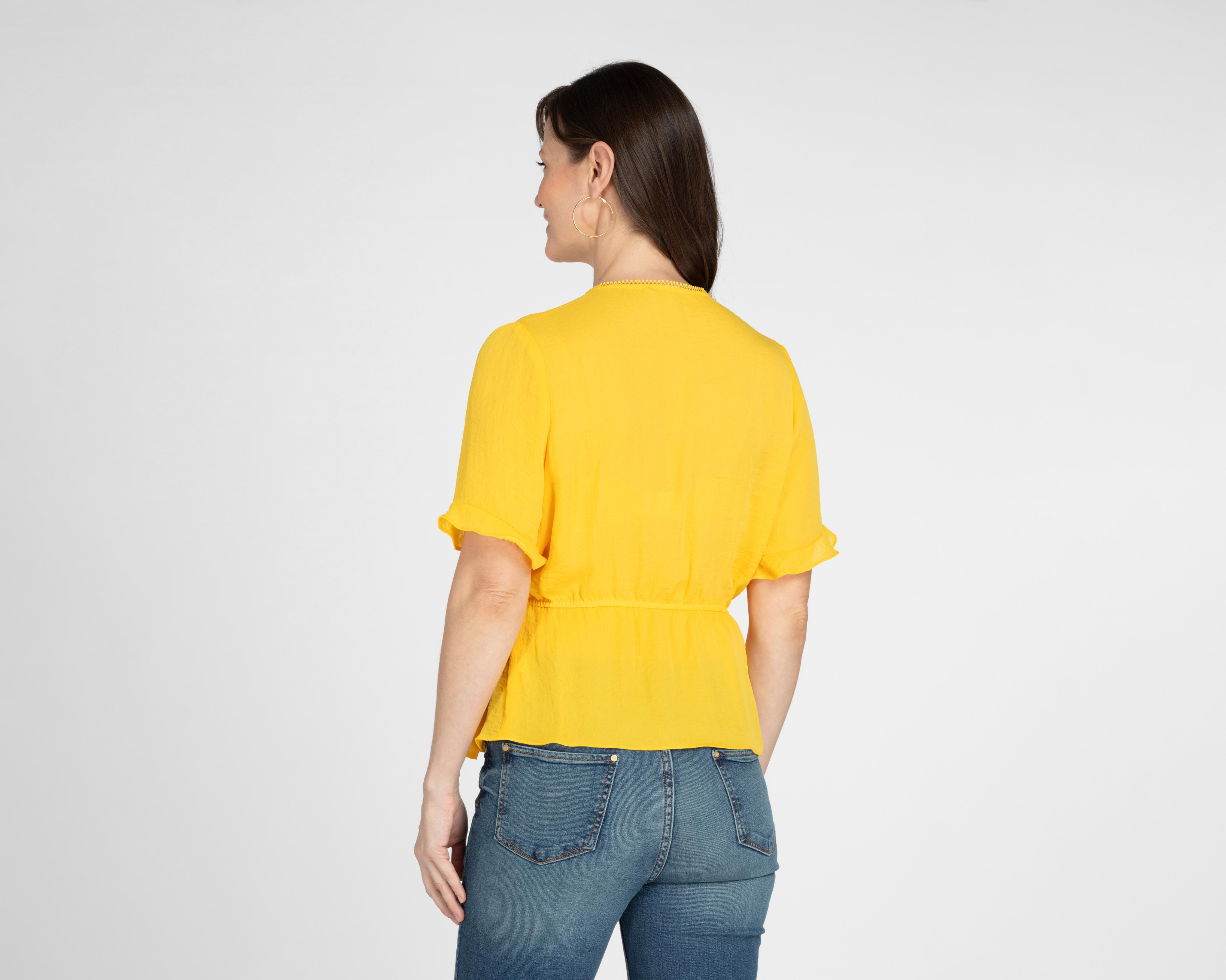 Foto 4 pulgar | Blusa Ann Miller Amarilla con Nudo