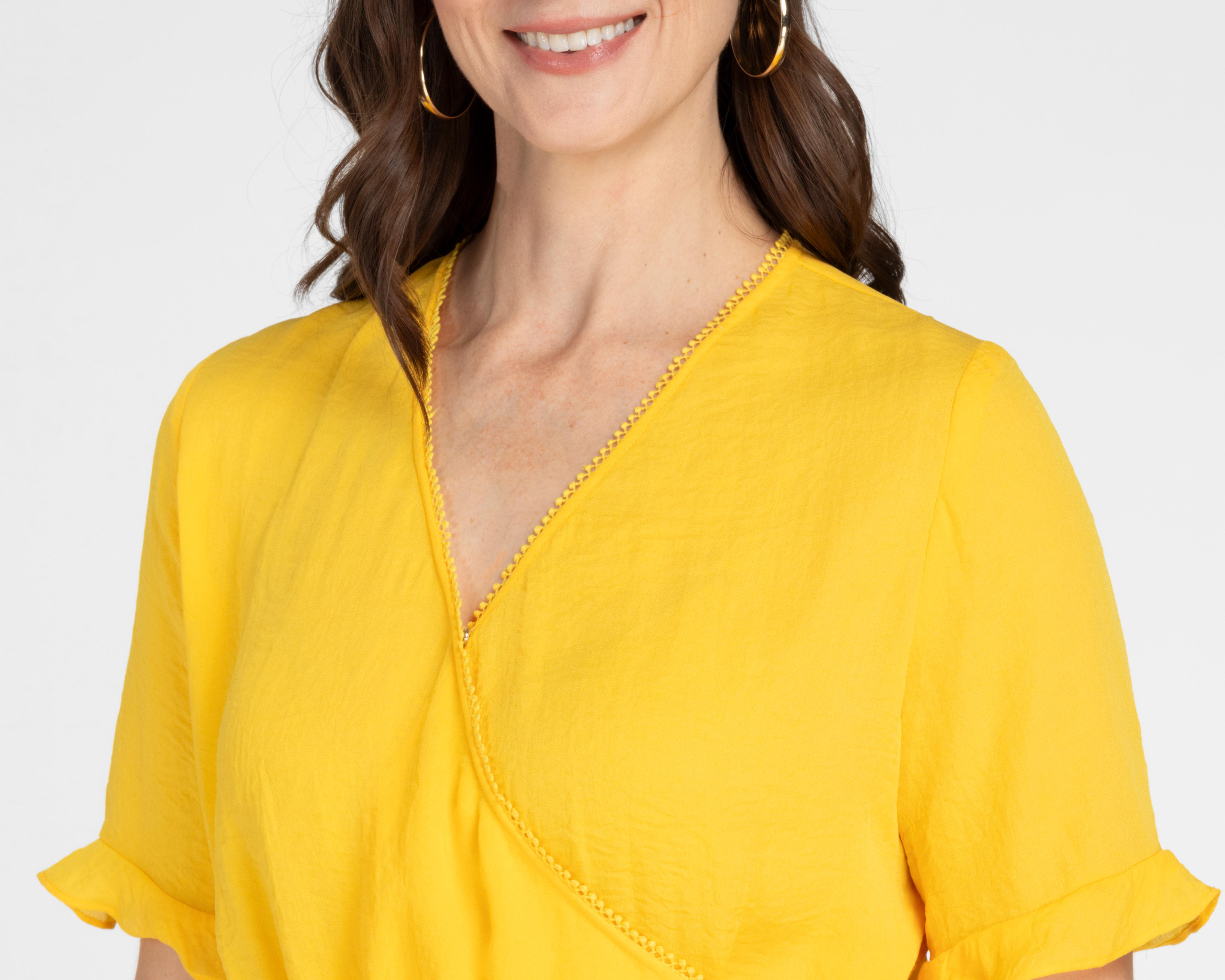 Foto 4 | Blusa Ann Miller Amarilla con Nudo
