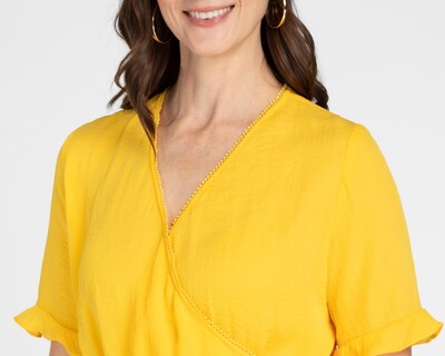 Foto 4 | Blusa Ann Miller Amarilla con Nudo