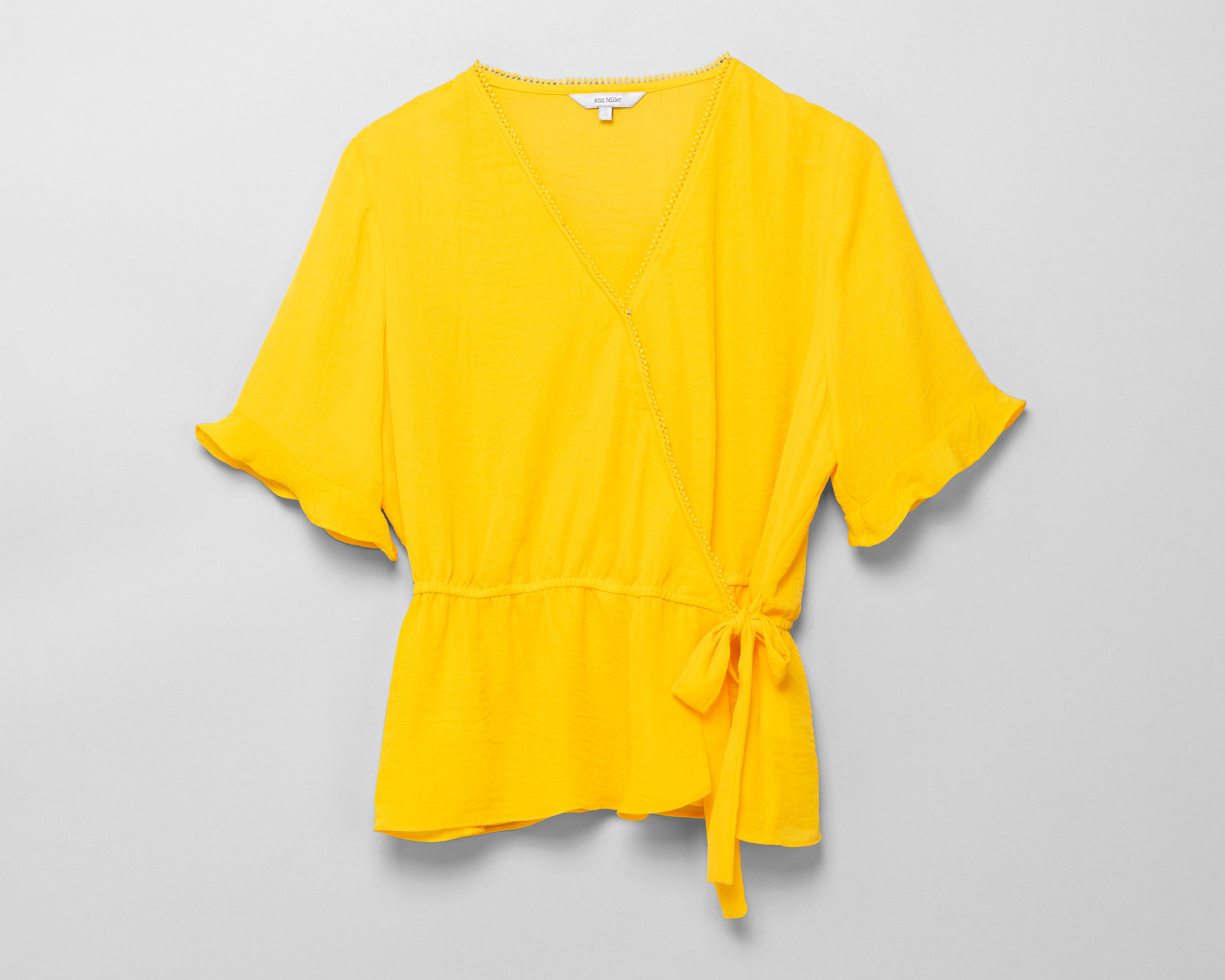 Foto 6 pulgar | Blusa Ann Miller Amarilla con Nudo