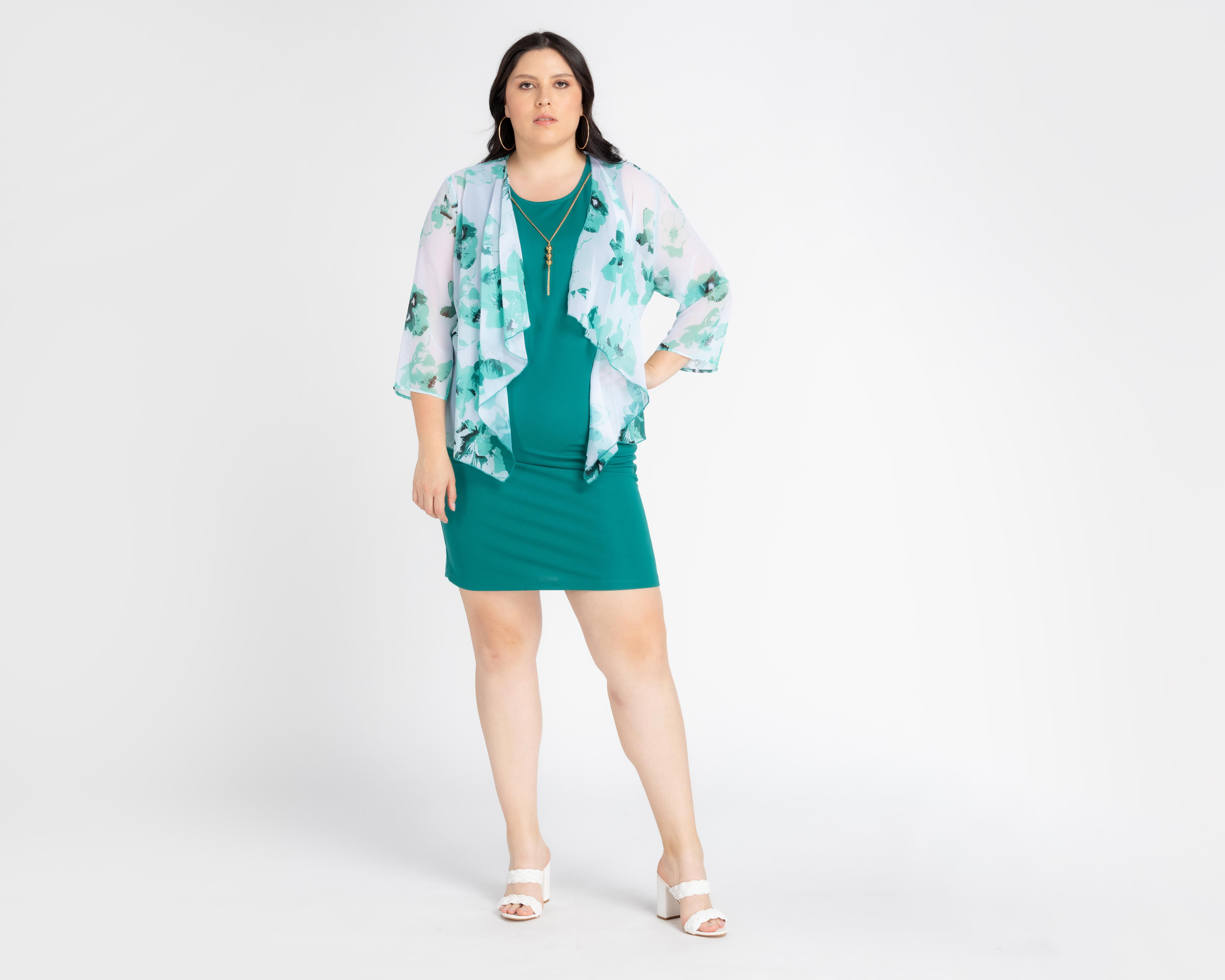 Foto 2 pulgar | Vestido Lady Sun Formal Verde con Capa