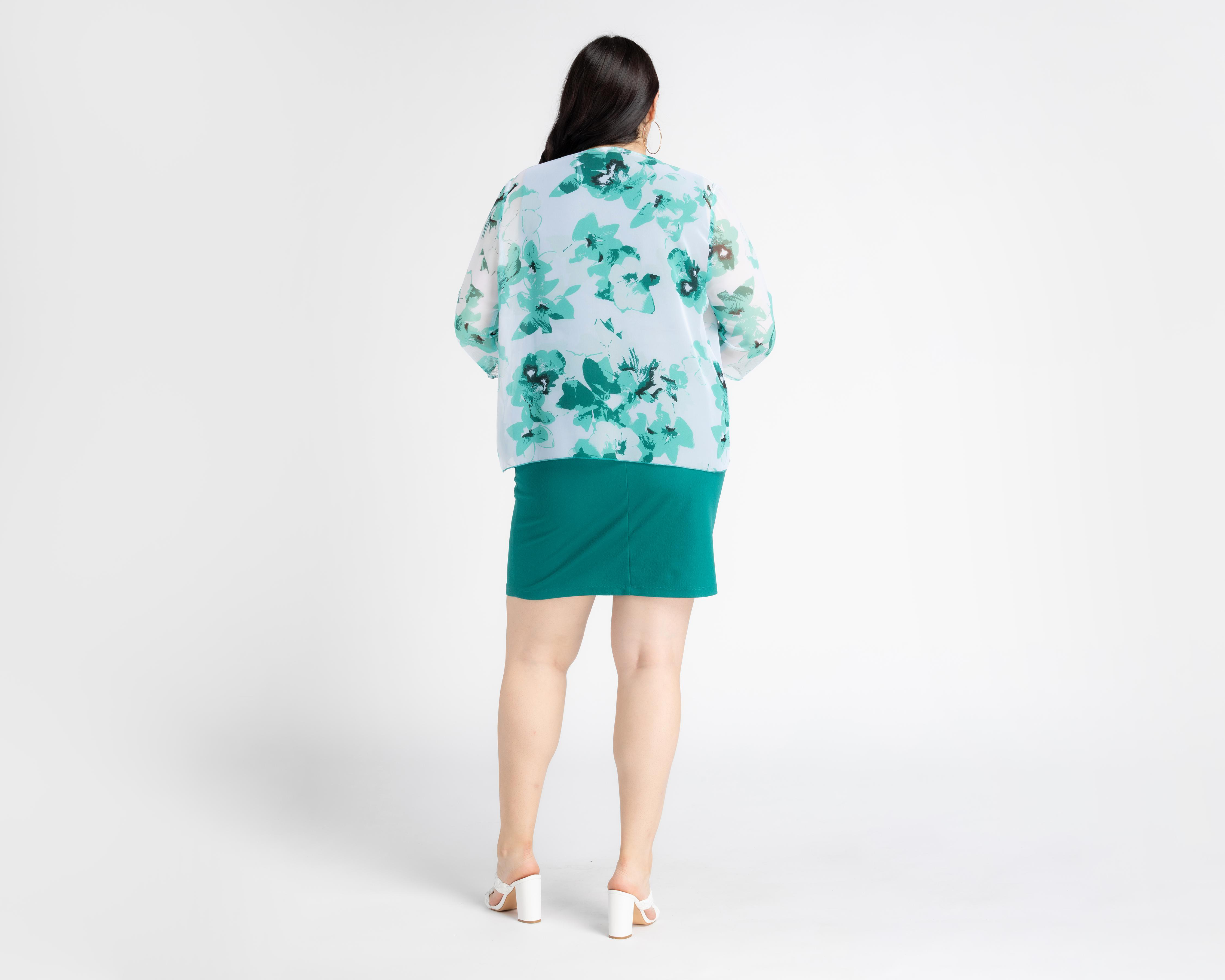 Foto 4 pulgar | Vestido Lady Sun Formal Verde con Capa