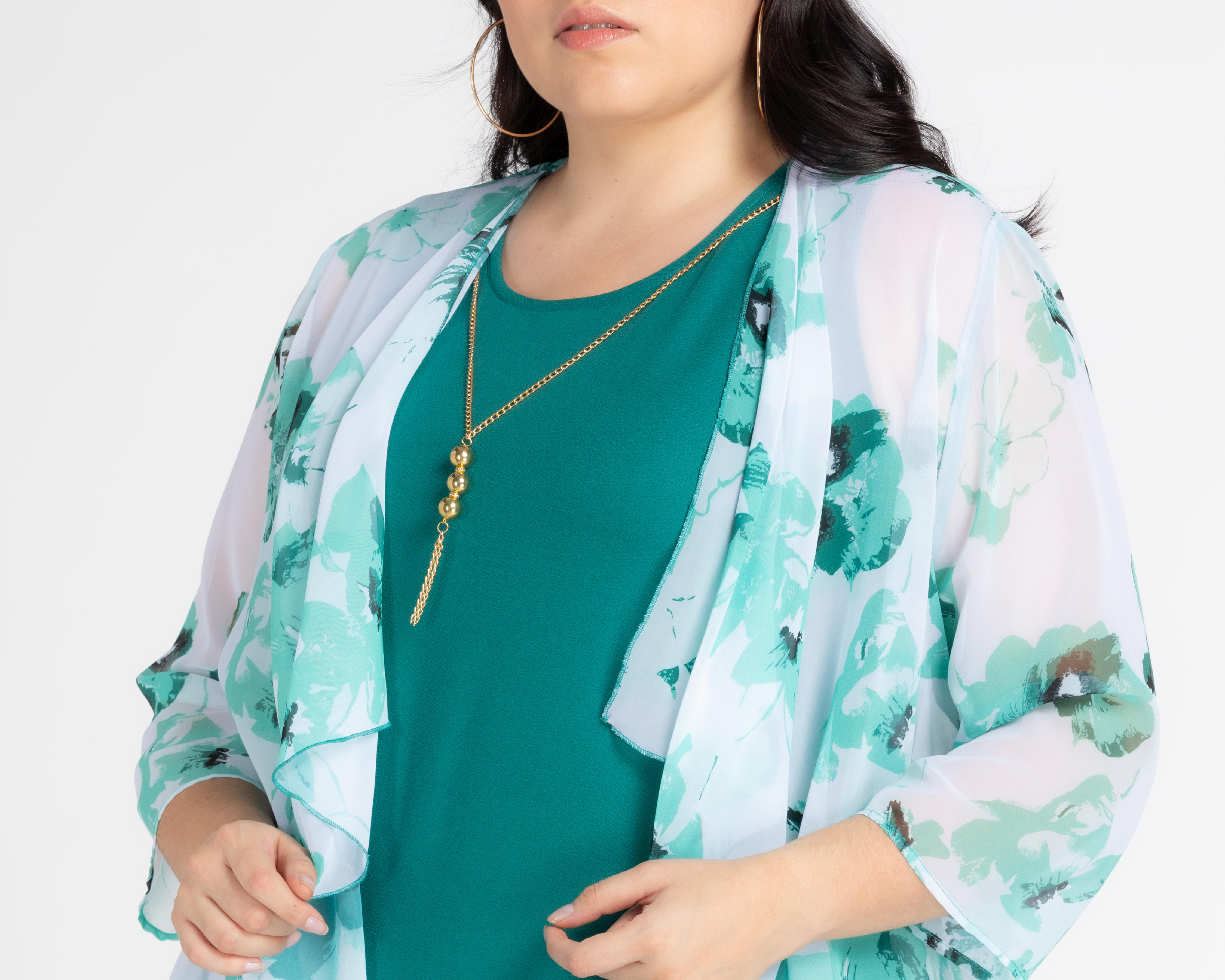 Foto 6 pulgar | Vestido Lady Sun Formal Verde con Capa