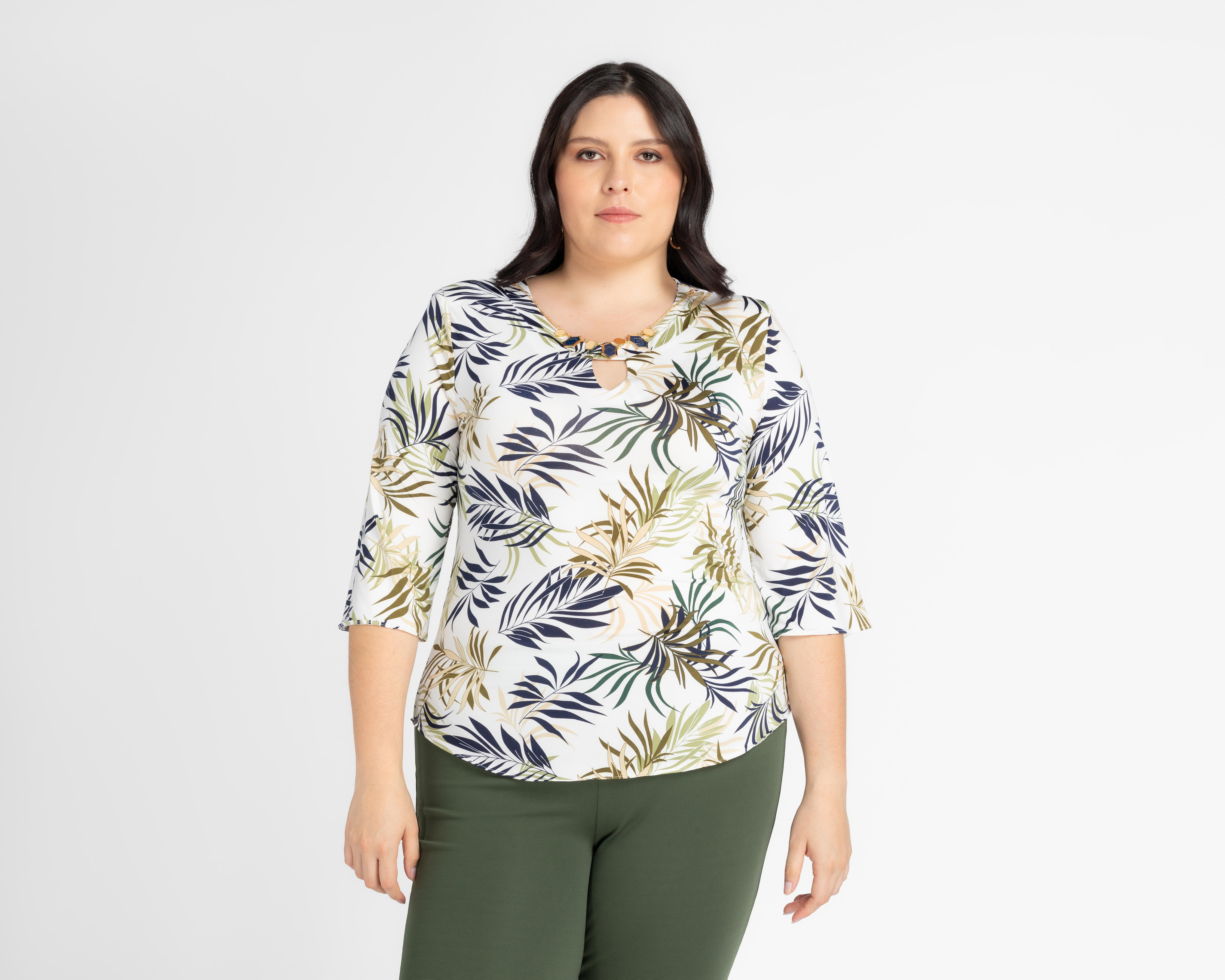 Foto 2 pulgar | Blusa Lady Sun Manga 3/4 con Collar