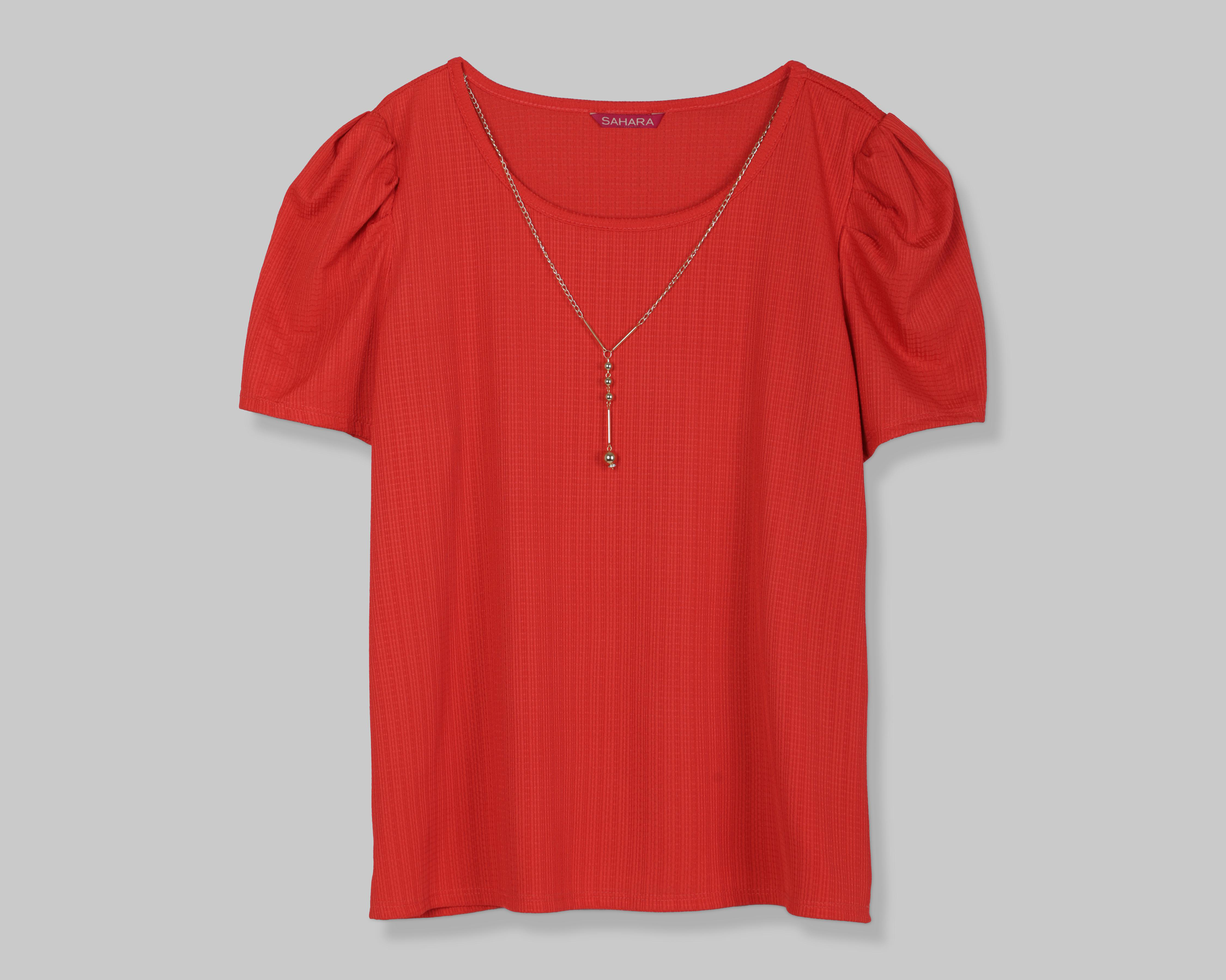 Foto 2 pulgar | Blusa Sahara Roja con Collar