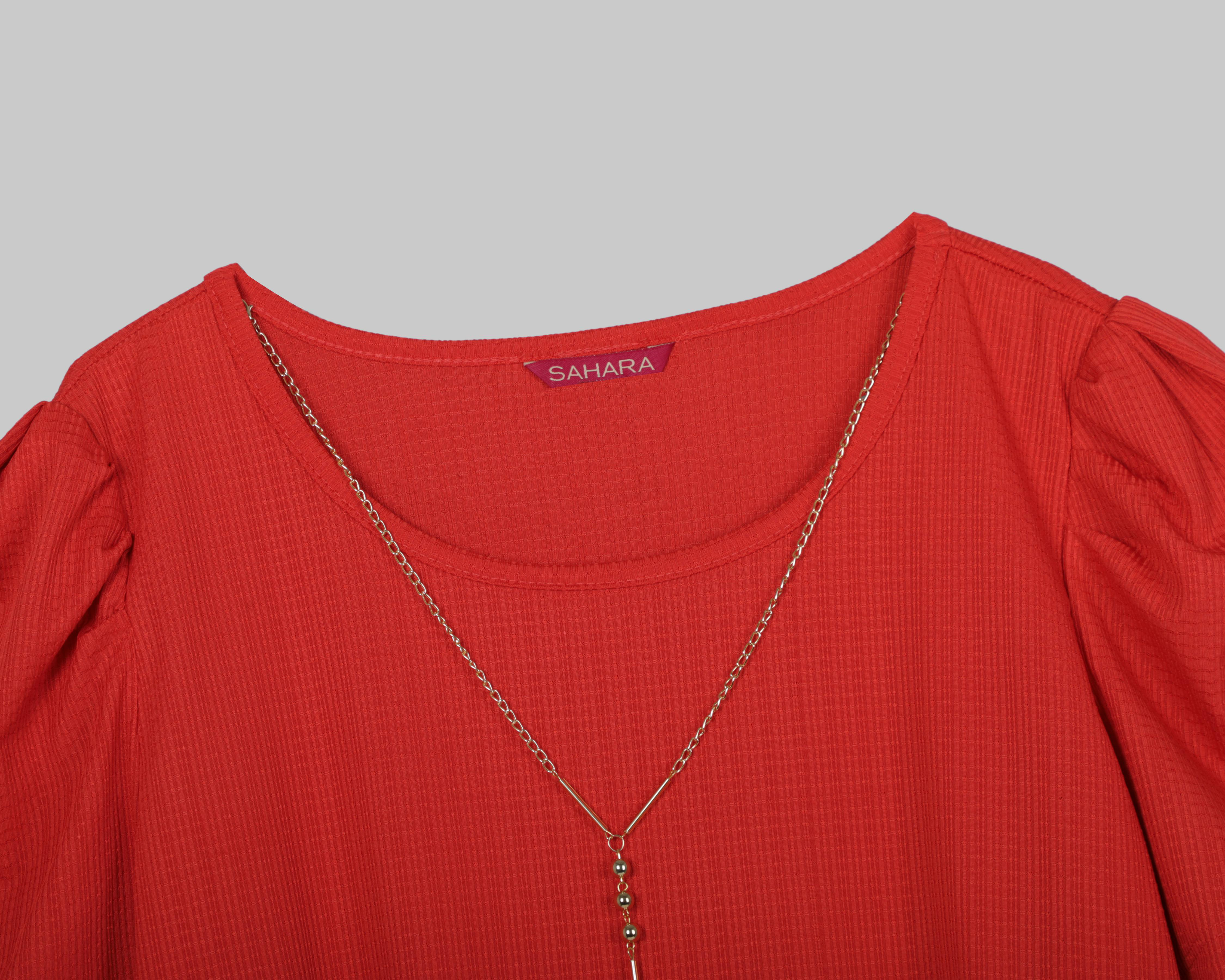 Foto 4 pulgar | Blusa Sahara Roja con Collar