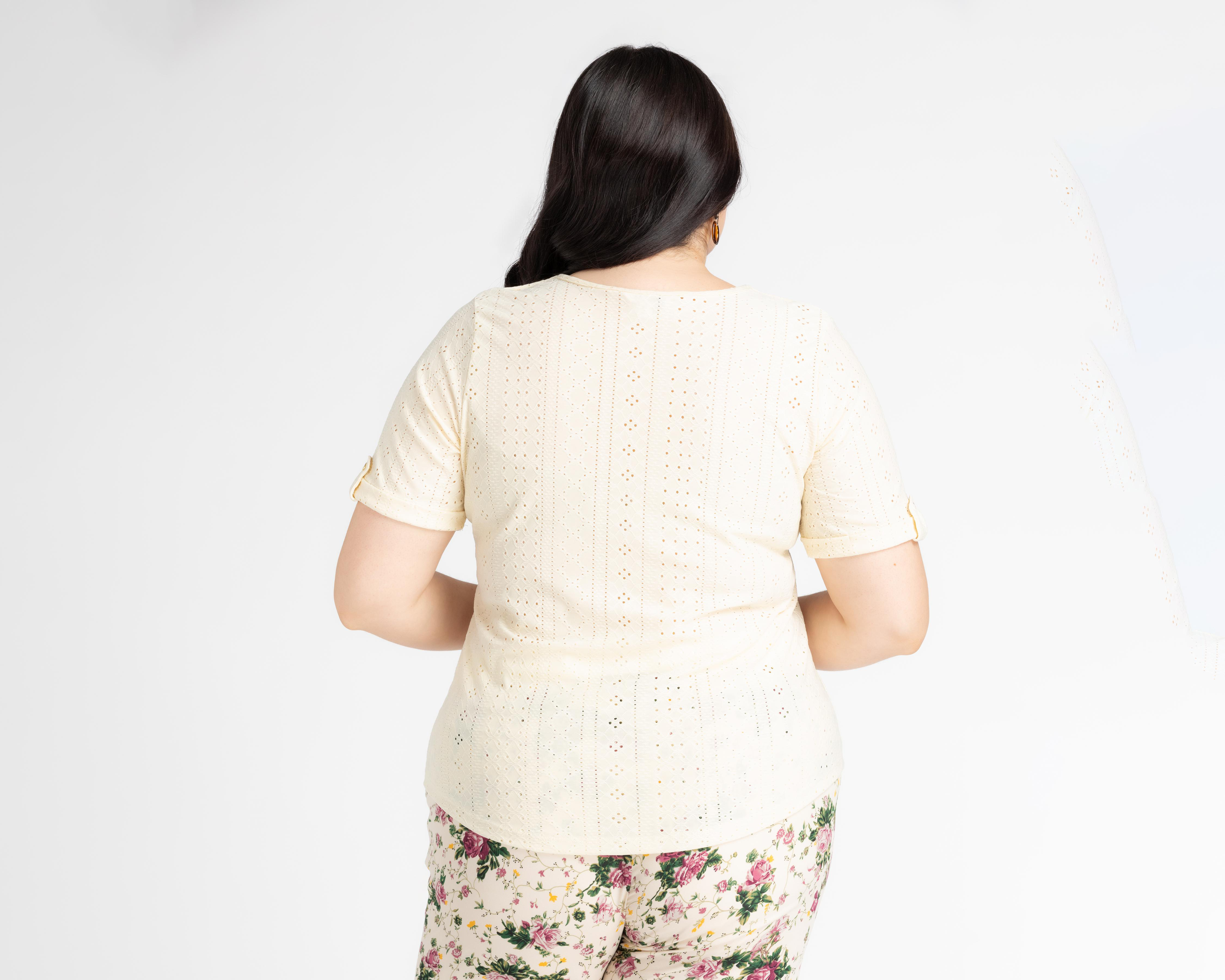 Foto 4 pulgar | Blusa Lady Sun Manga Corta con Collar