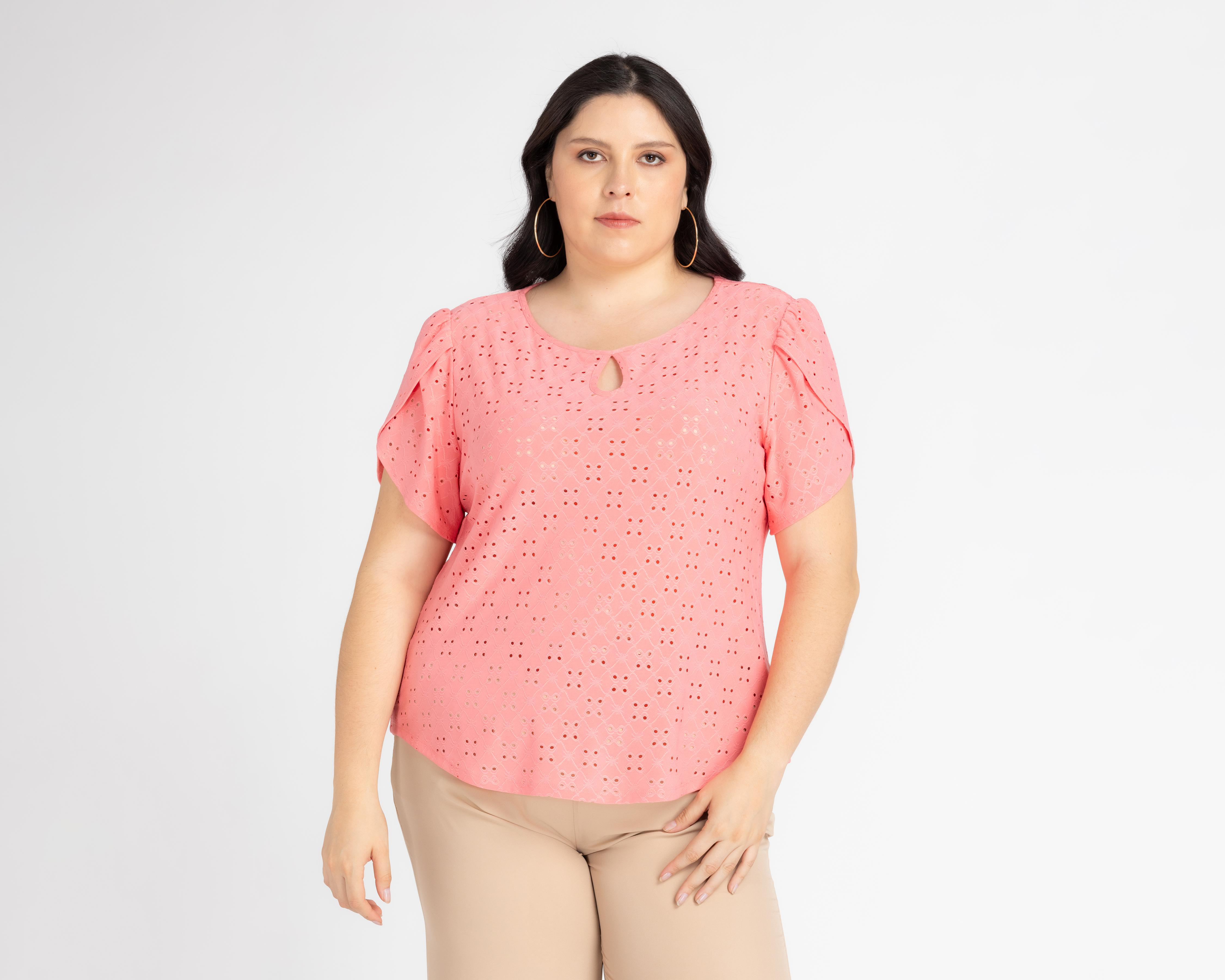 Blusa Lady Sun Manga Corta con Corte Láser