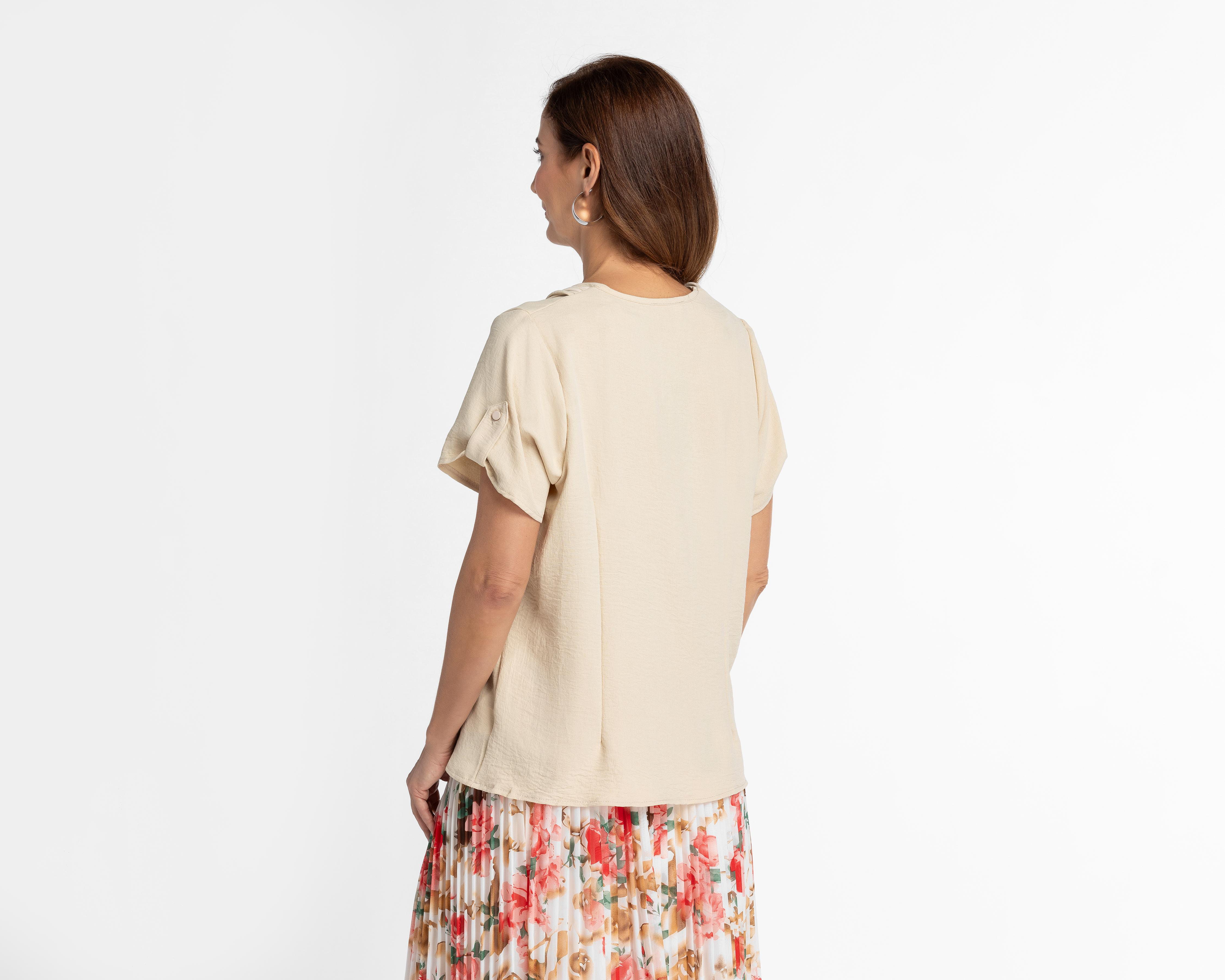 Foto 4 pulgar | Blusa Sahara Manga Corta con Simulación de Collar