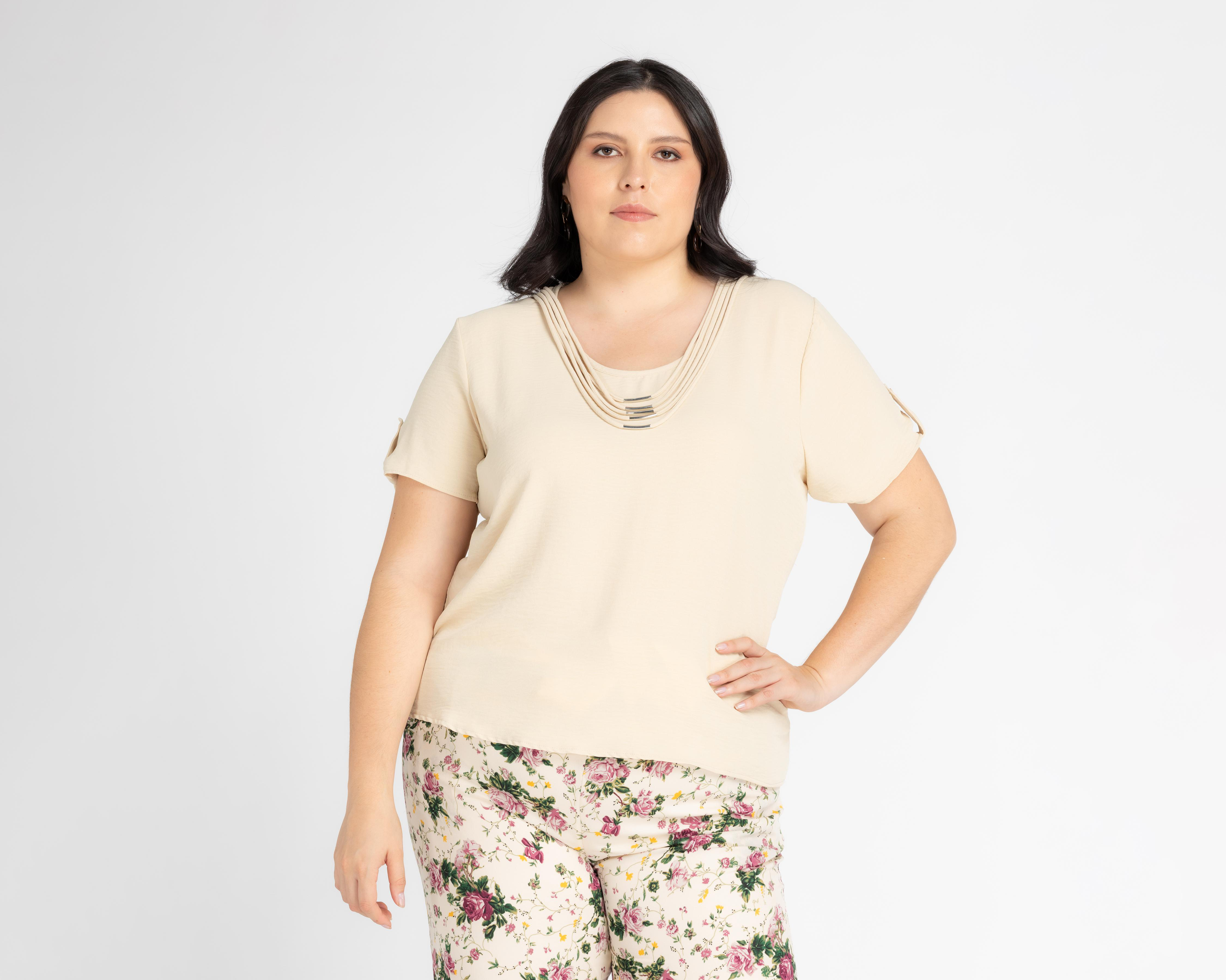 Foto 4 | Blusa Sahara Manga Corta con Simulación de Collar