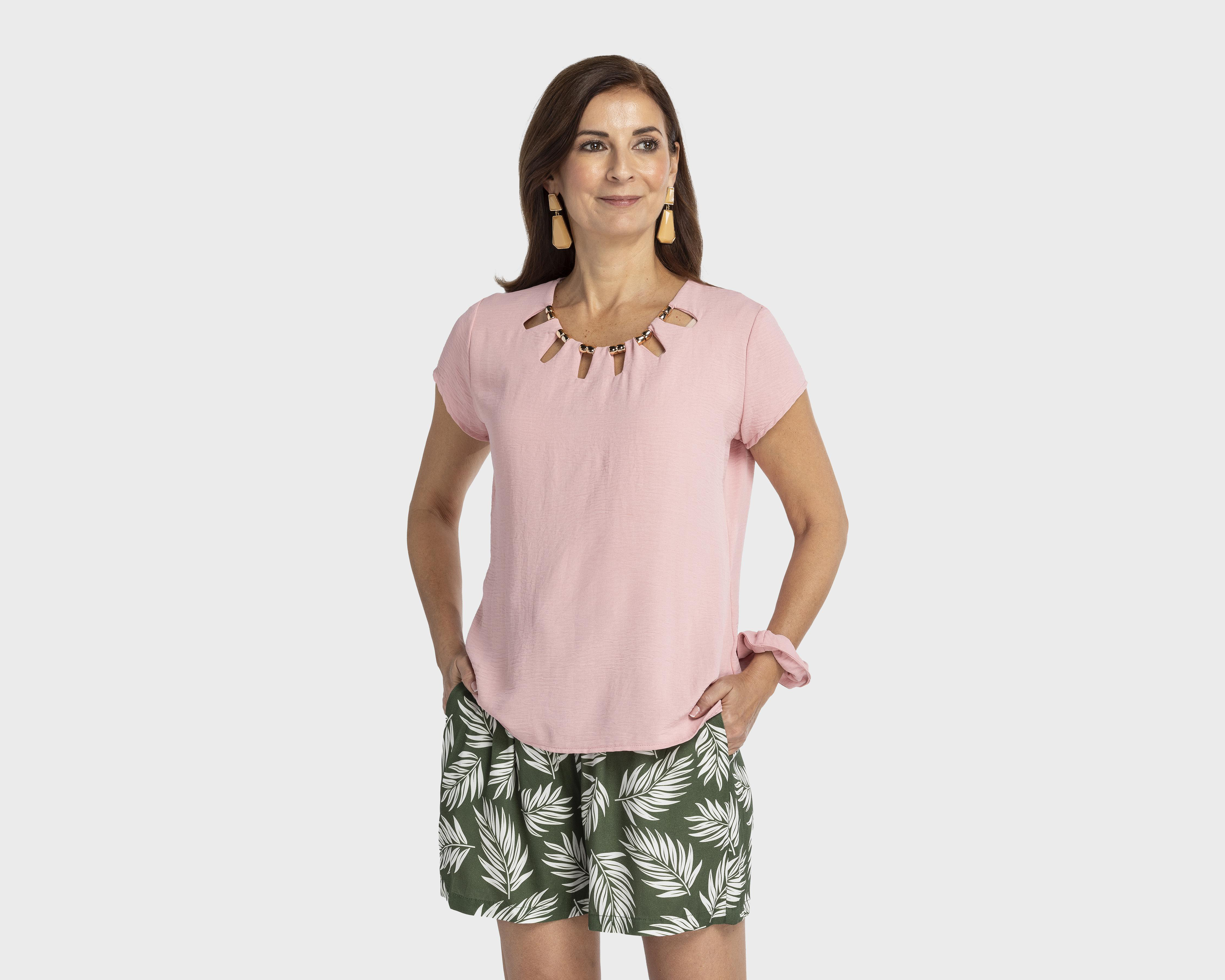 Foto 2 pulgar | Blusa Lady Sun Manga Corta con Scrunchie