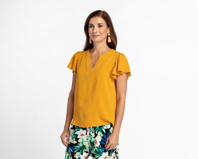 Foto 1 | Blusa Sahara Manga Corta Mostaza