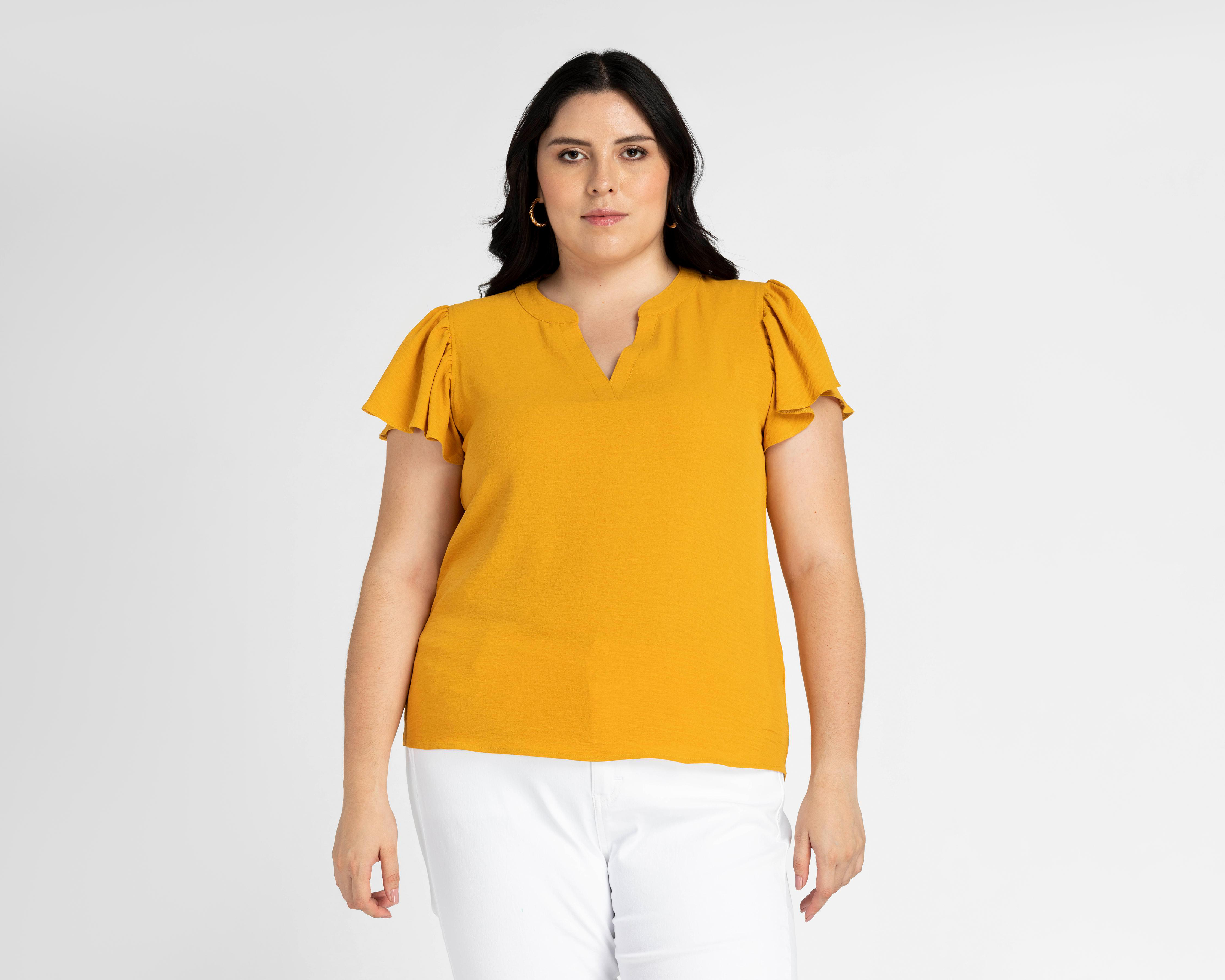 Foto 5 pulgar | Blusa Sahara Manga Corta Mostaza