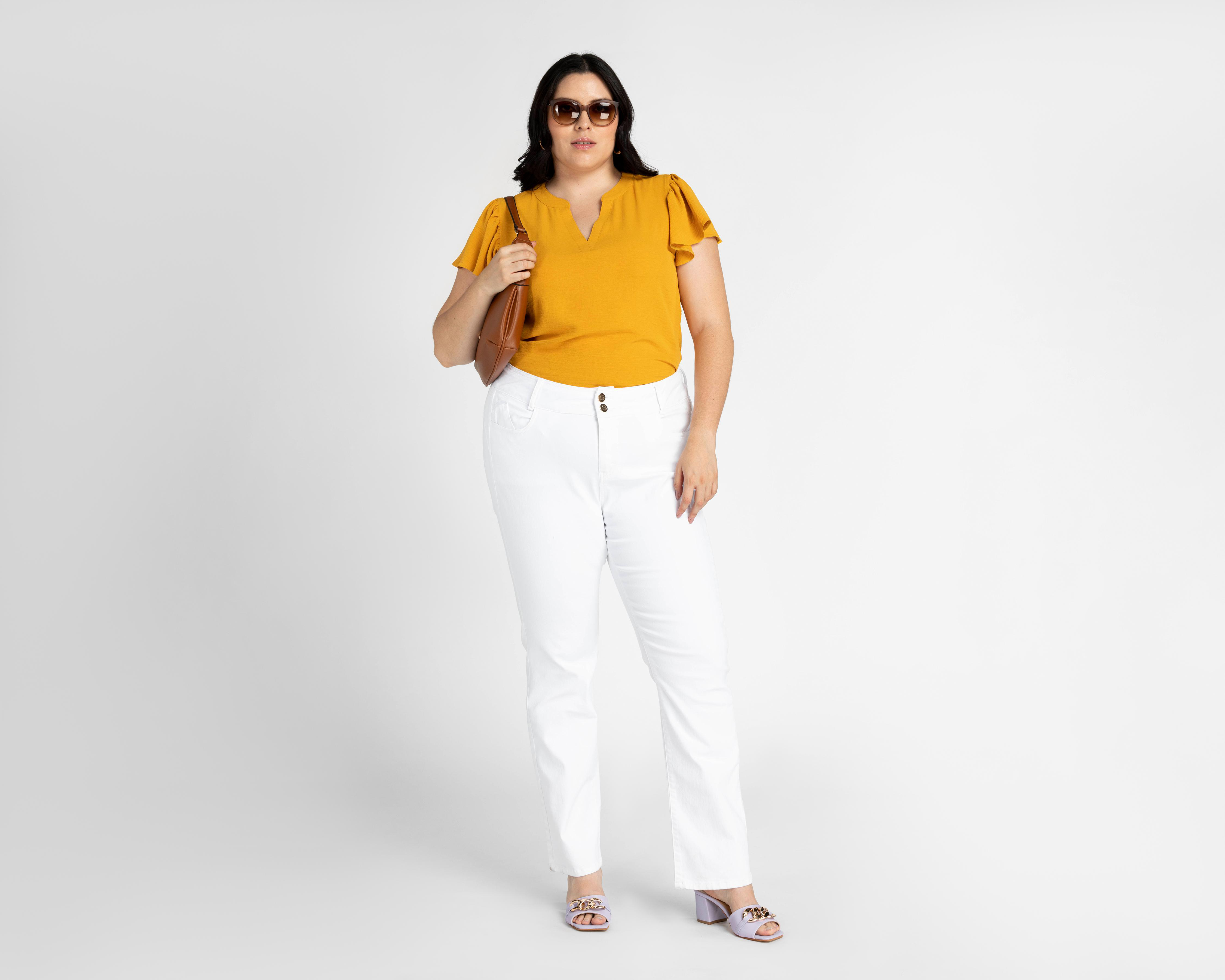 Foto 5 | Blusa Sahara Manga Corta Mostaza