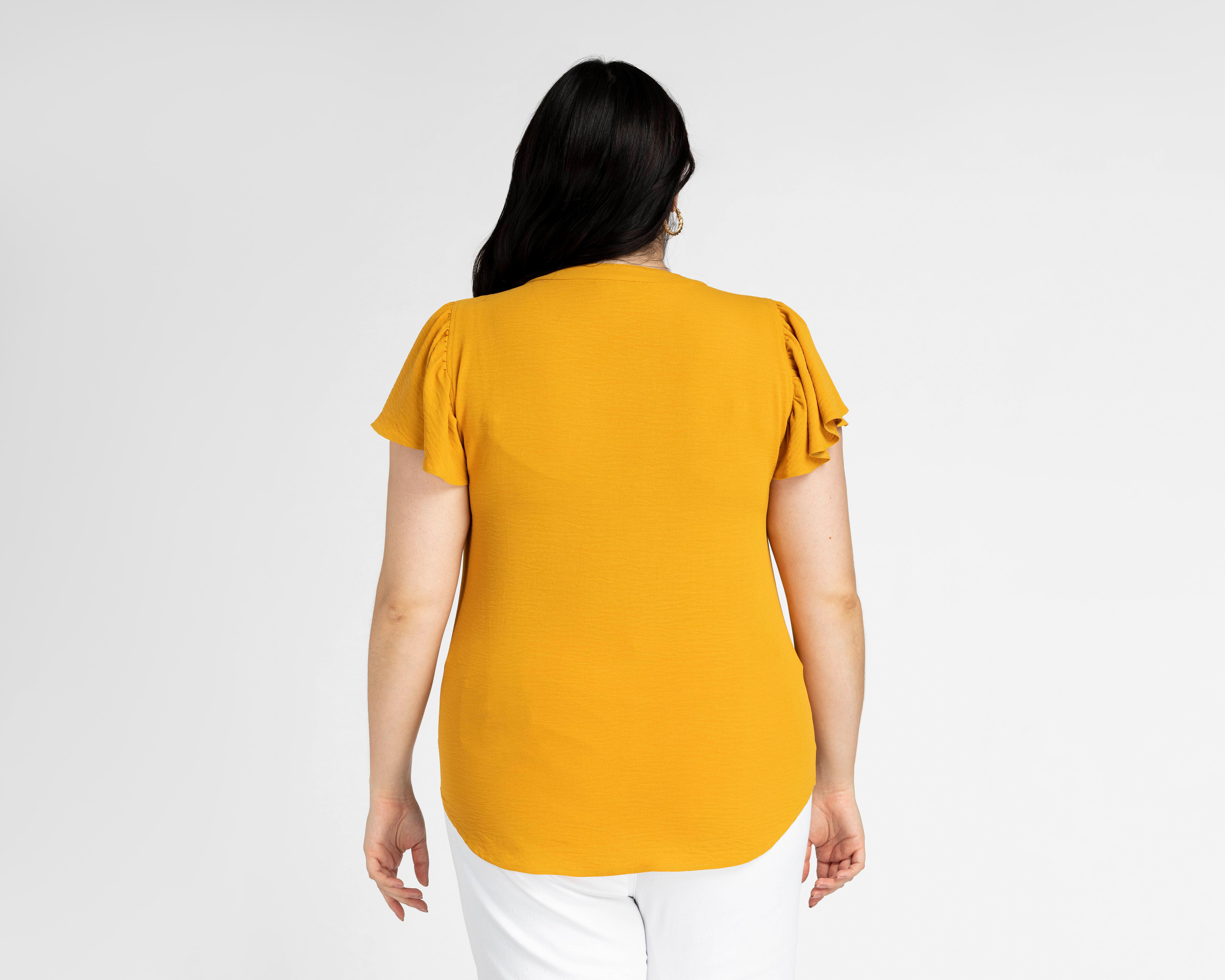 Foto 6 | Blusa Sahara Manga Corta Mostaza