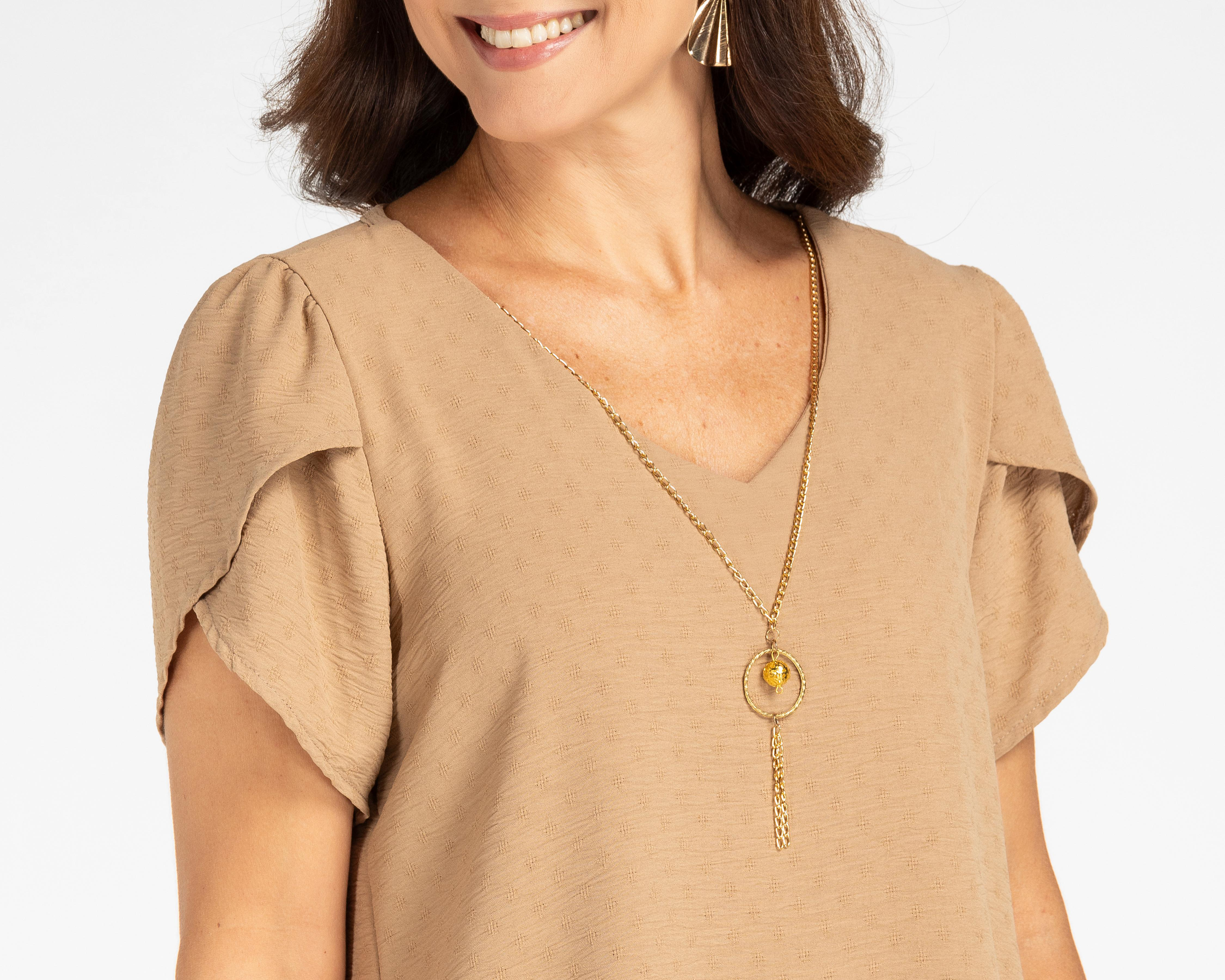 Foto 5 pulgar | Blusa Lady Sun Manga Corta con Collar
