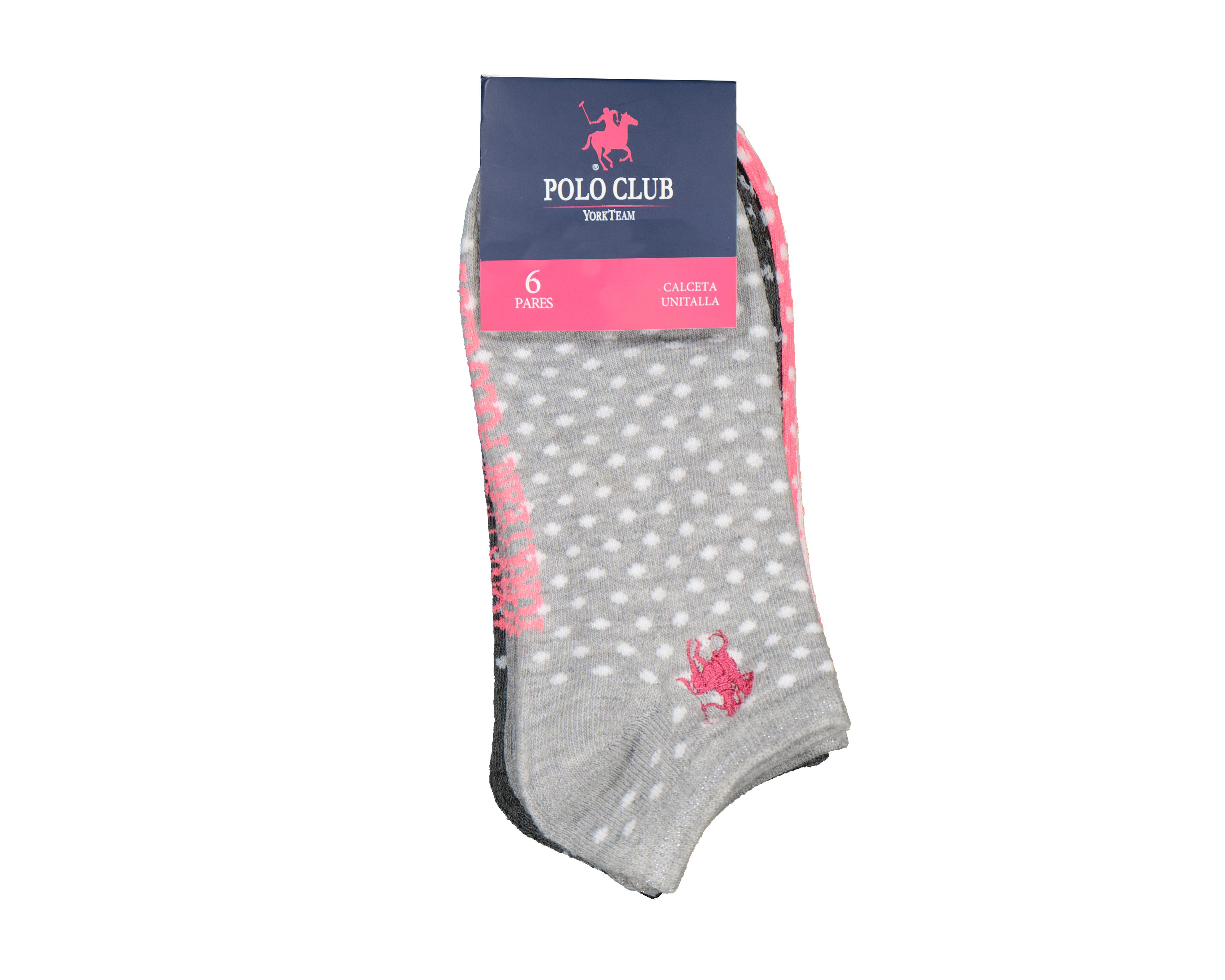 Foto 4 pulgar | Calcetas Tines York Team Polo Club de Puntos para Mujer 6 Pares
