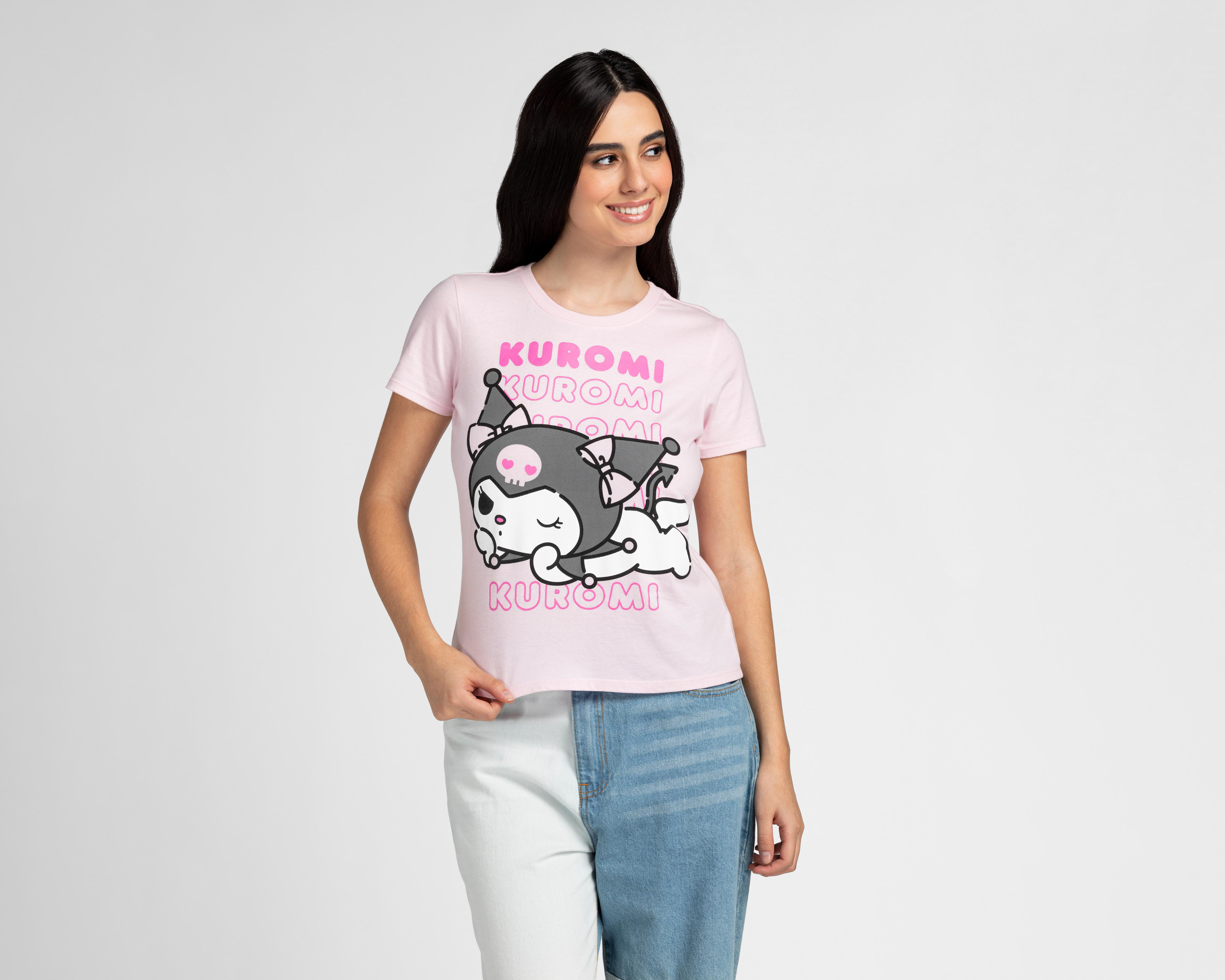 Foto 2 pulgar | Playera Hello Kitty Manga Corta con Estampado para Mujer