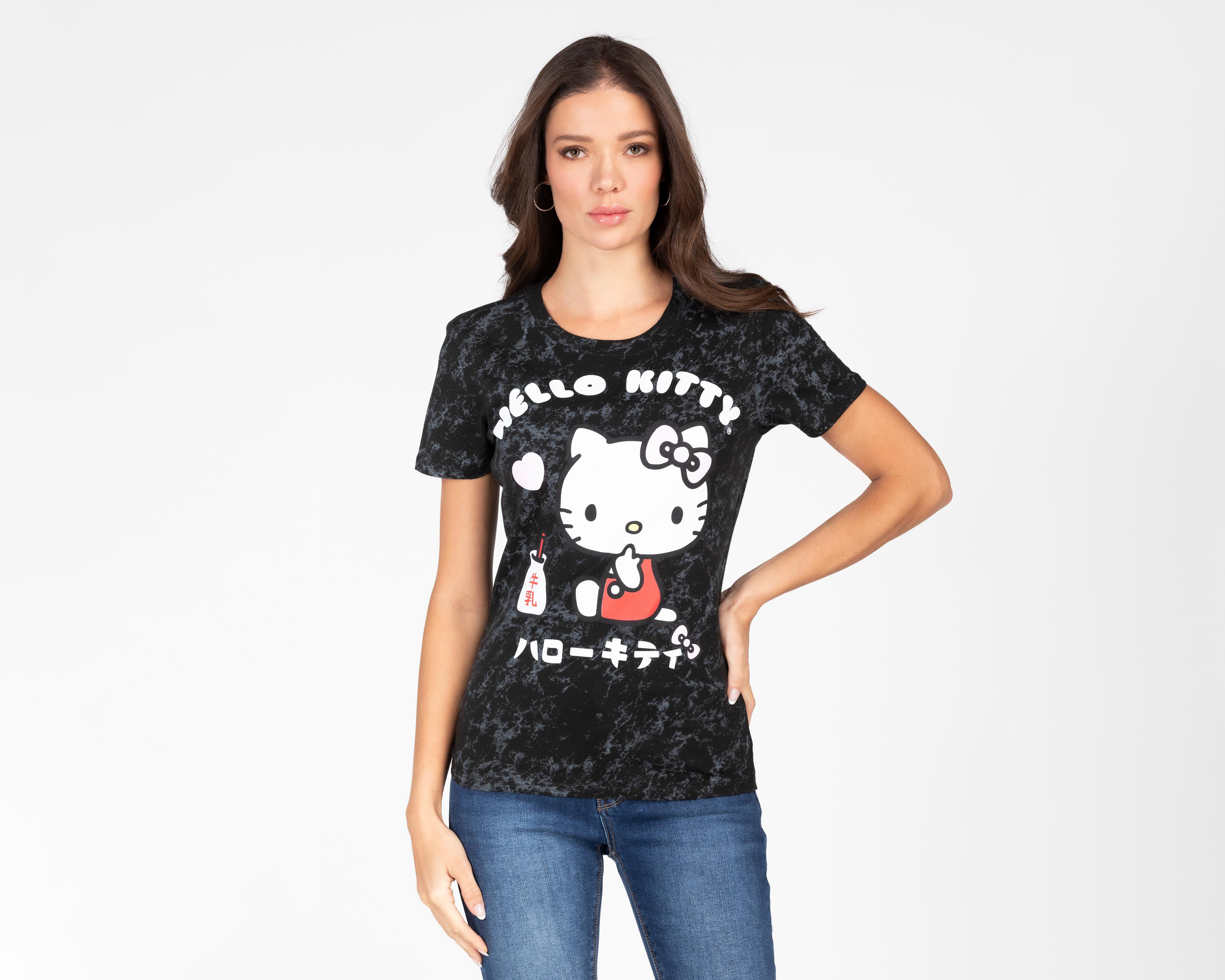 Foto 2 pulgar | Playera Hello Kitty Negra para Mujer