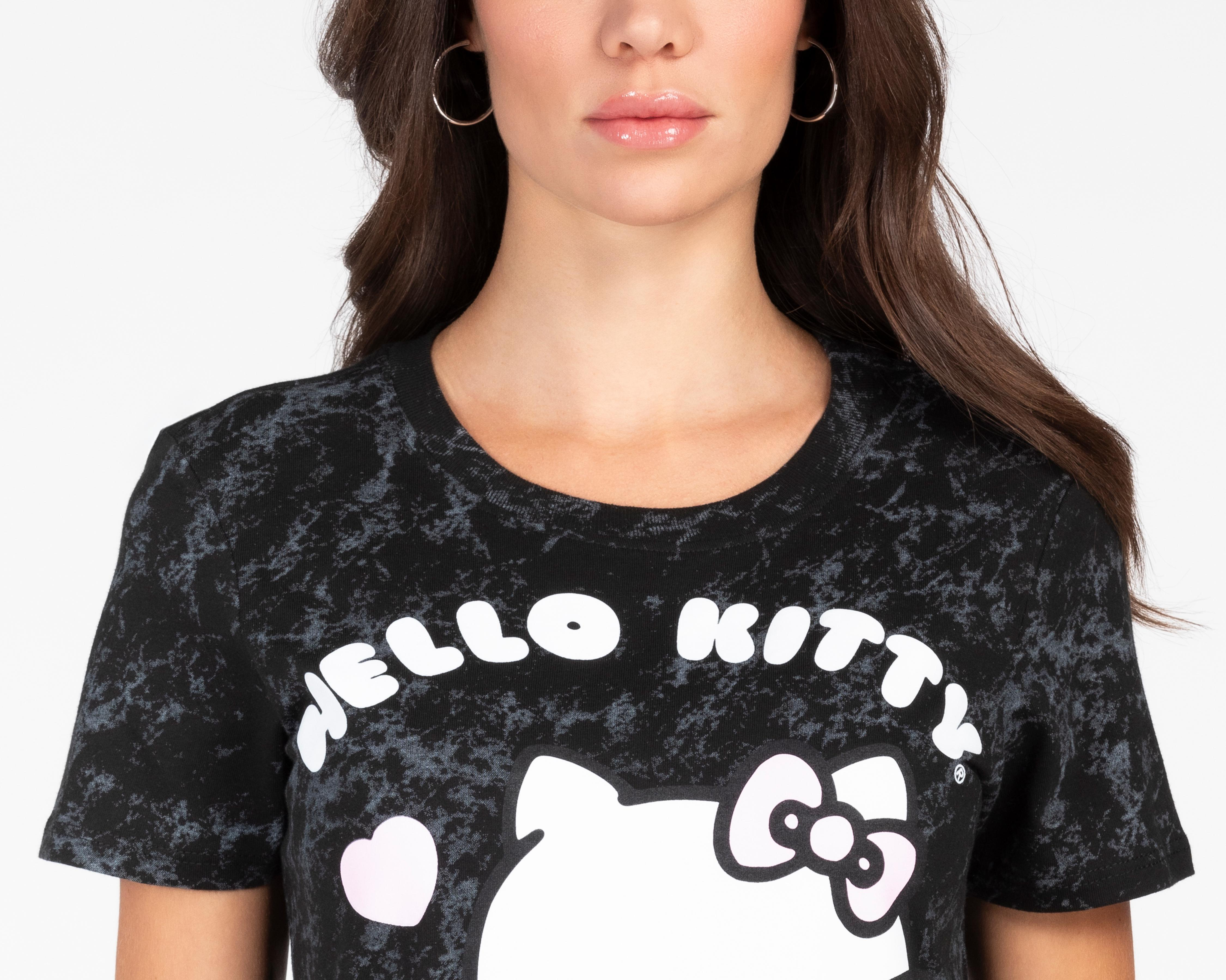 Foto 4 pulgar | Playera Hello Kitty Negra para Mujer