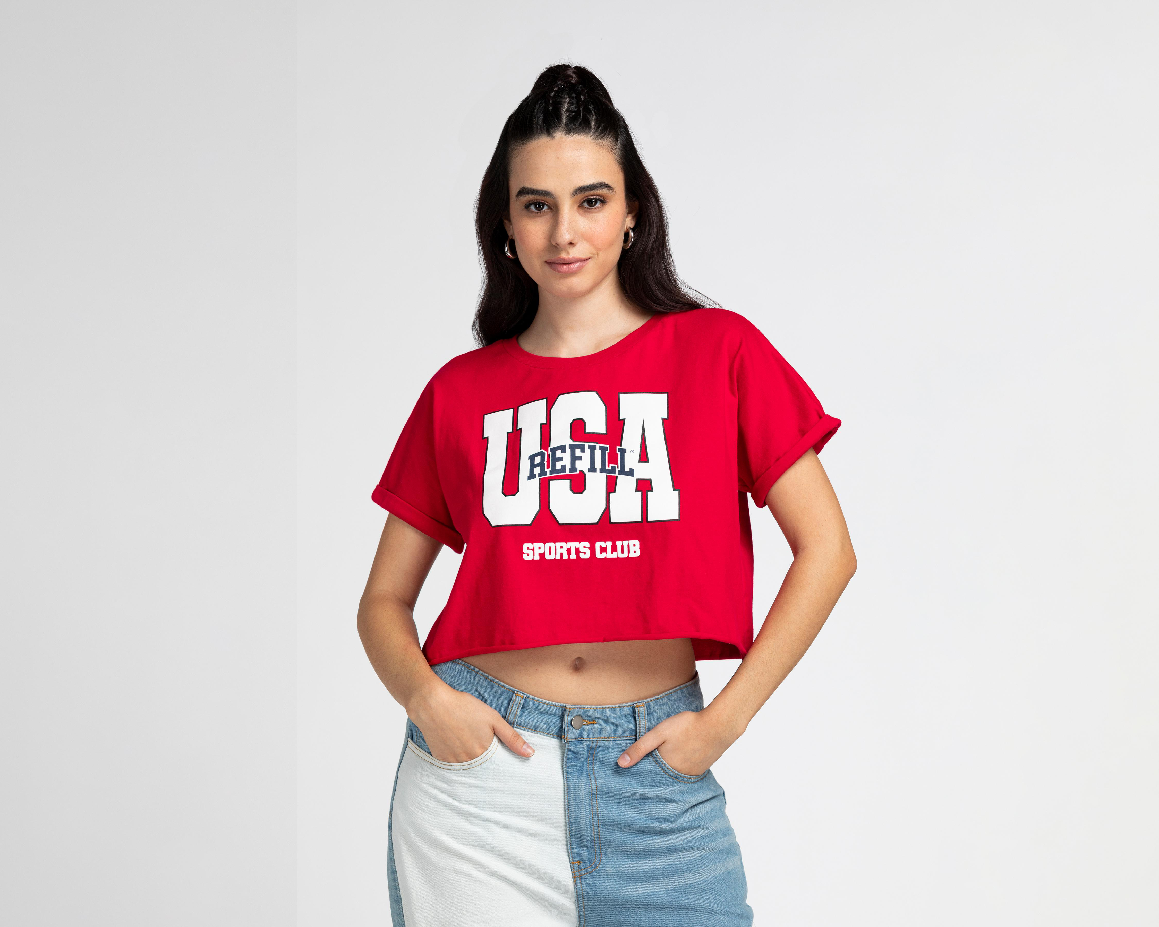 Crop Top Refill Estampado para Mujer